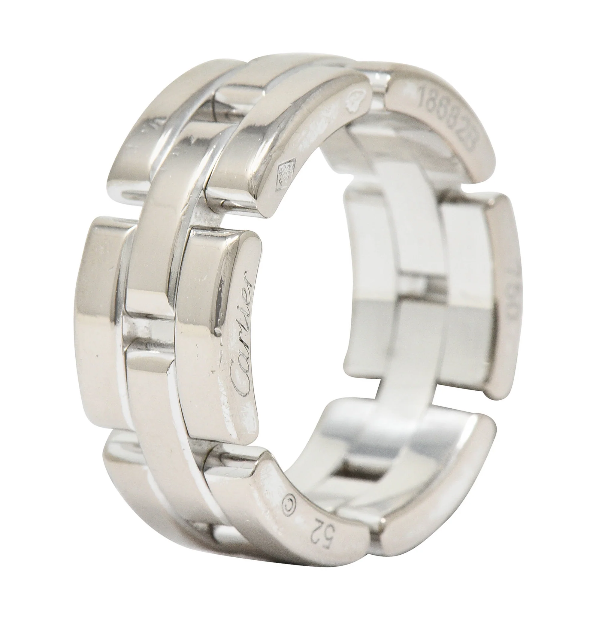 Cartier 18 Karat White Gold French Maillon Panthere Band Ring - Image 6