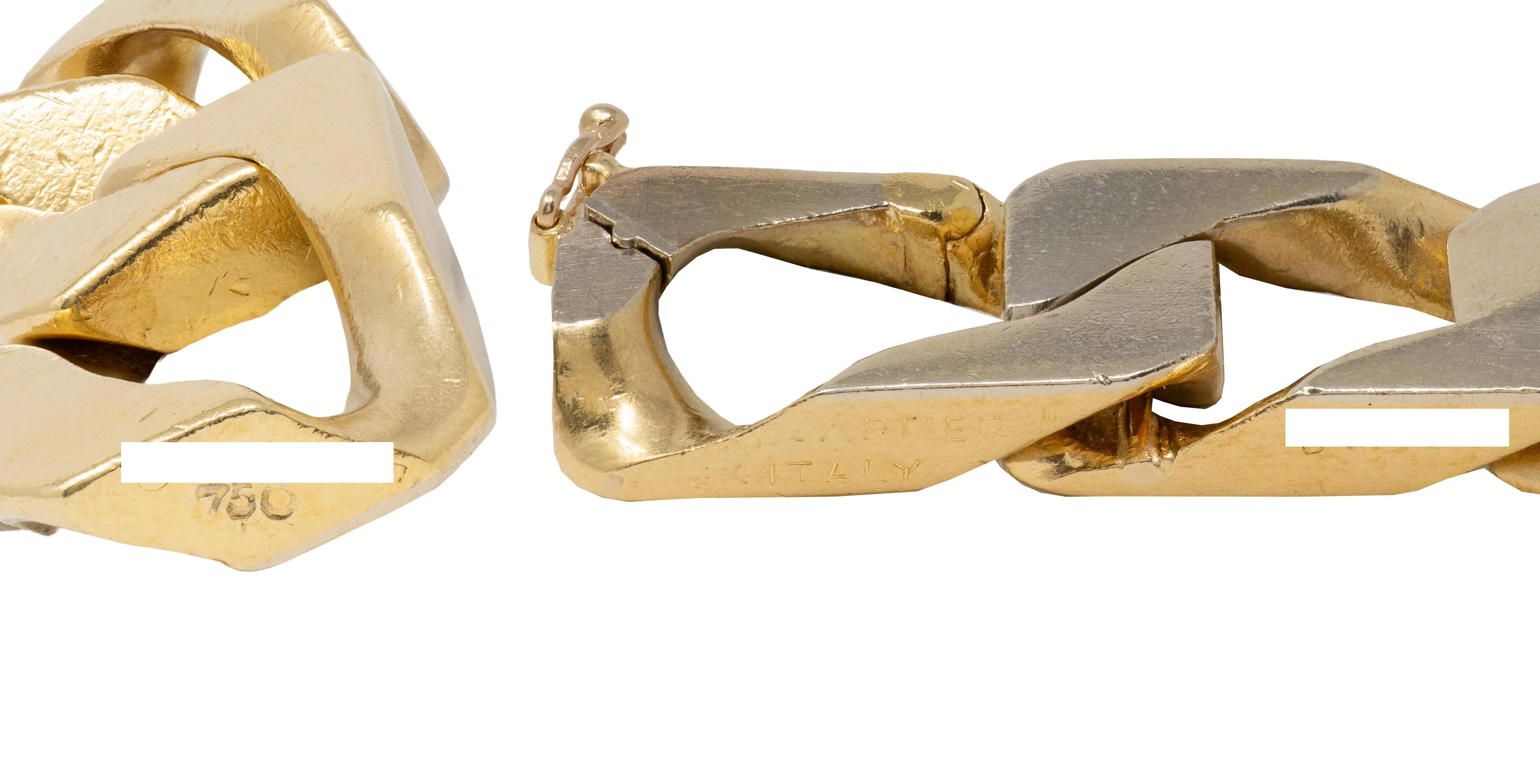Cartier 1970's 18 Karat Two-Tone Yellow White Gold Vintage Unisex Curb Link Chain Bracelet - Image 10