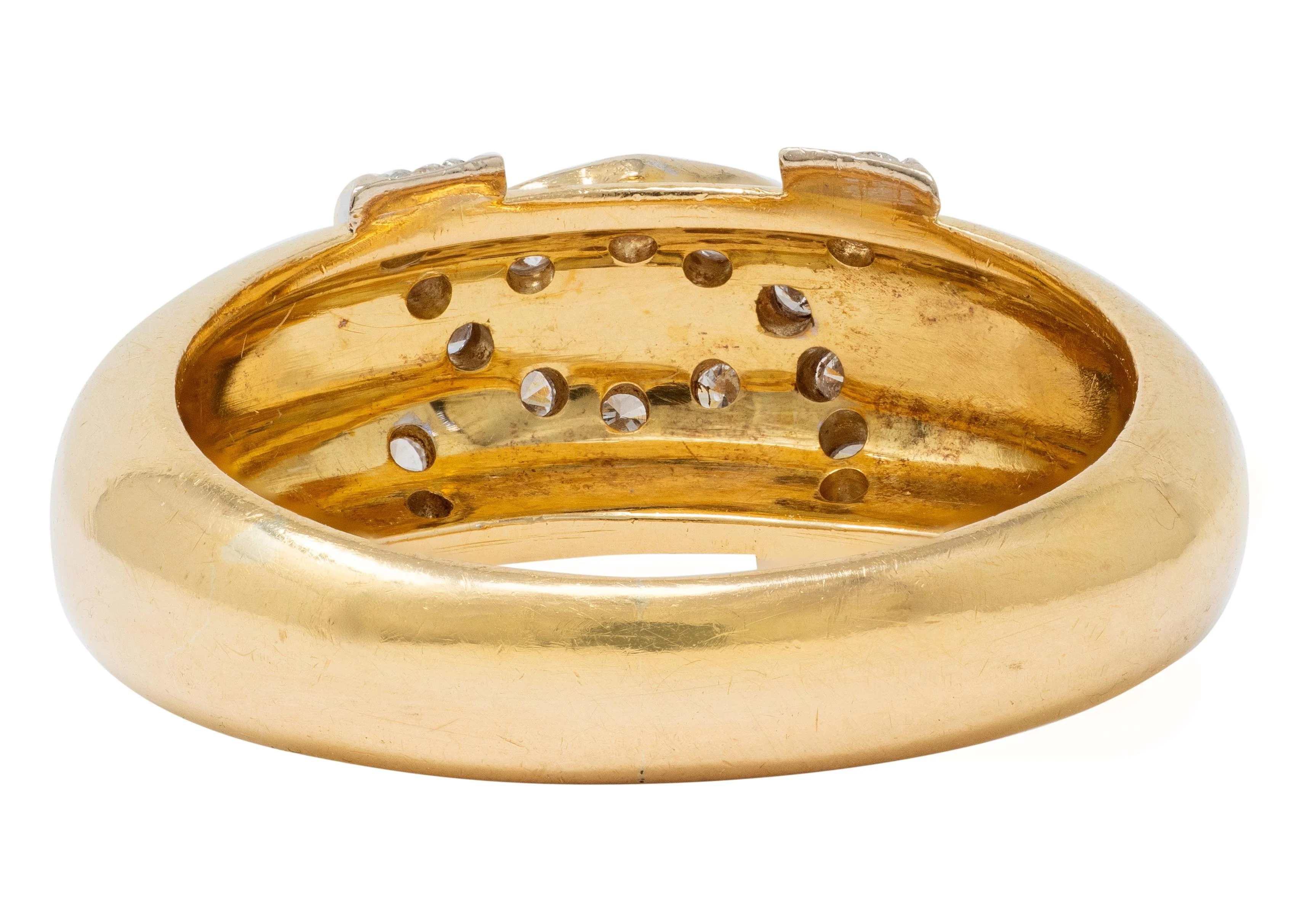 Cartier 1980's Diamond 18 Karat Two-Tone Gold Vintage Double C Cartier Band Ring - Image 4