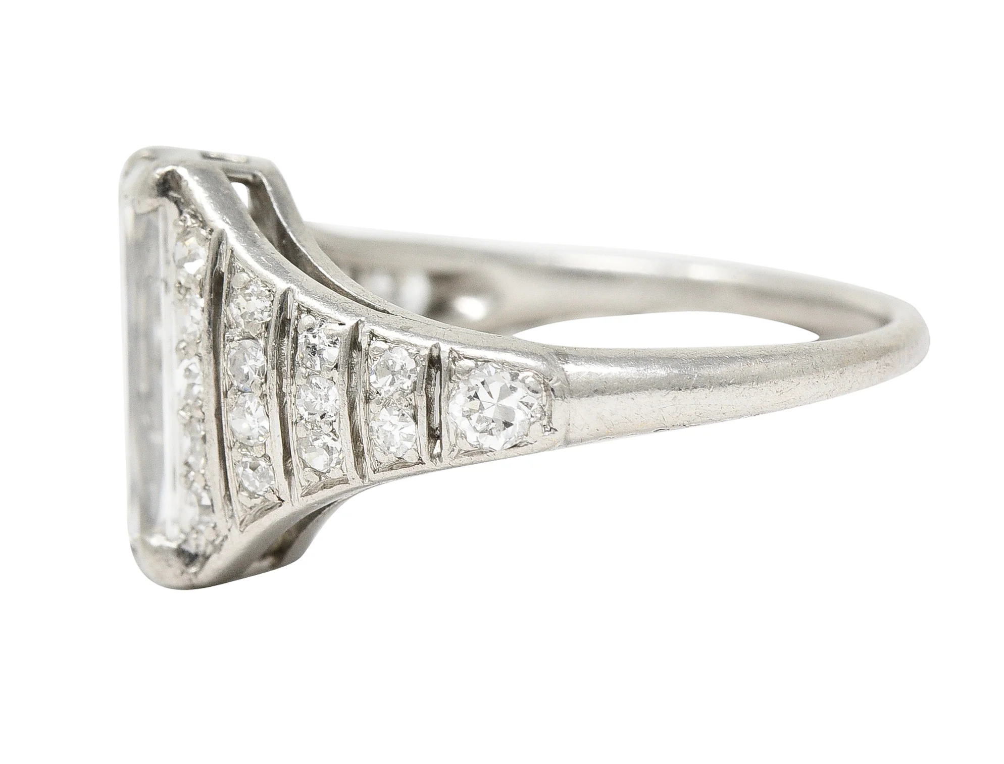 Cartier Art Deco 1.75 CTW Baguette Cut Diamond Platinum Tapered Vintage Alternative Ring - Image 5