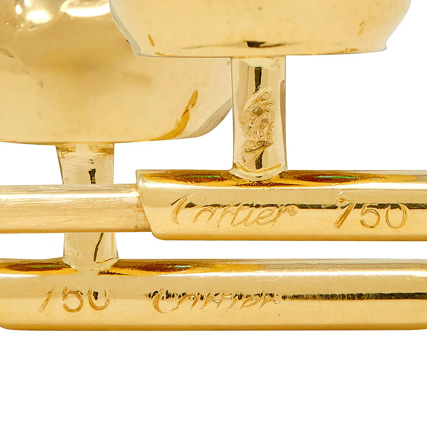 Cartier Emerald Onyx 18 Karat Yellow Gold Panther Cufflinks & Shirt Stud Set - Image 11