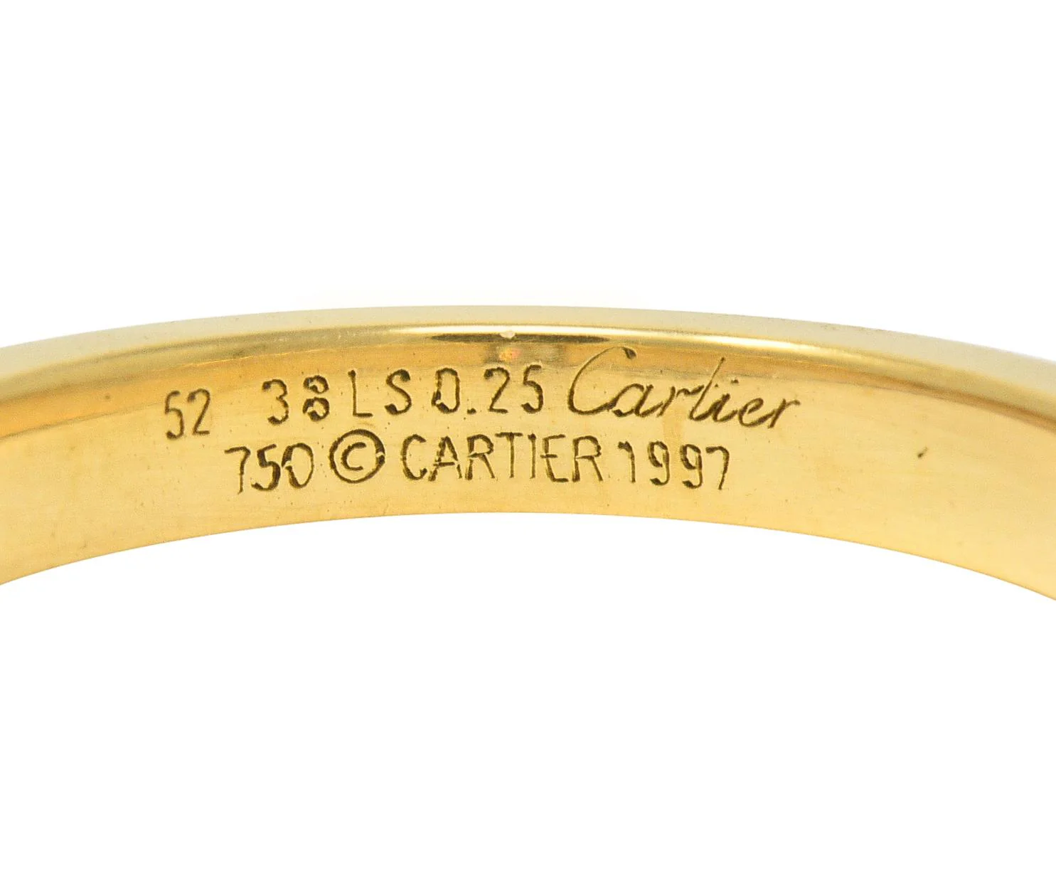 Cartier France 1997 0.25 Ct Princess Cut Diamond 18 Karat Gold Vintage Tank Ring - Image 9