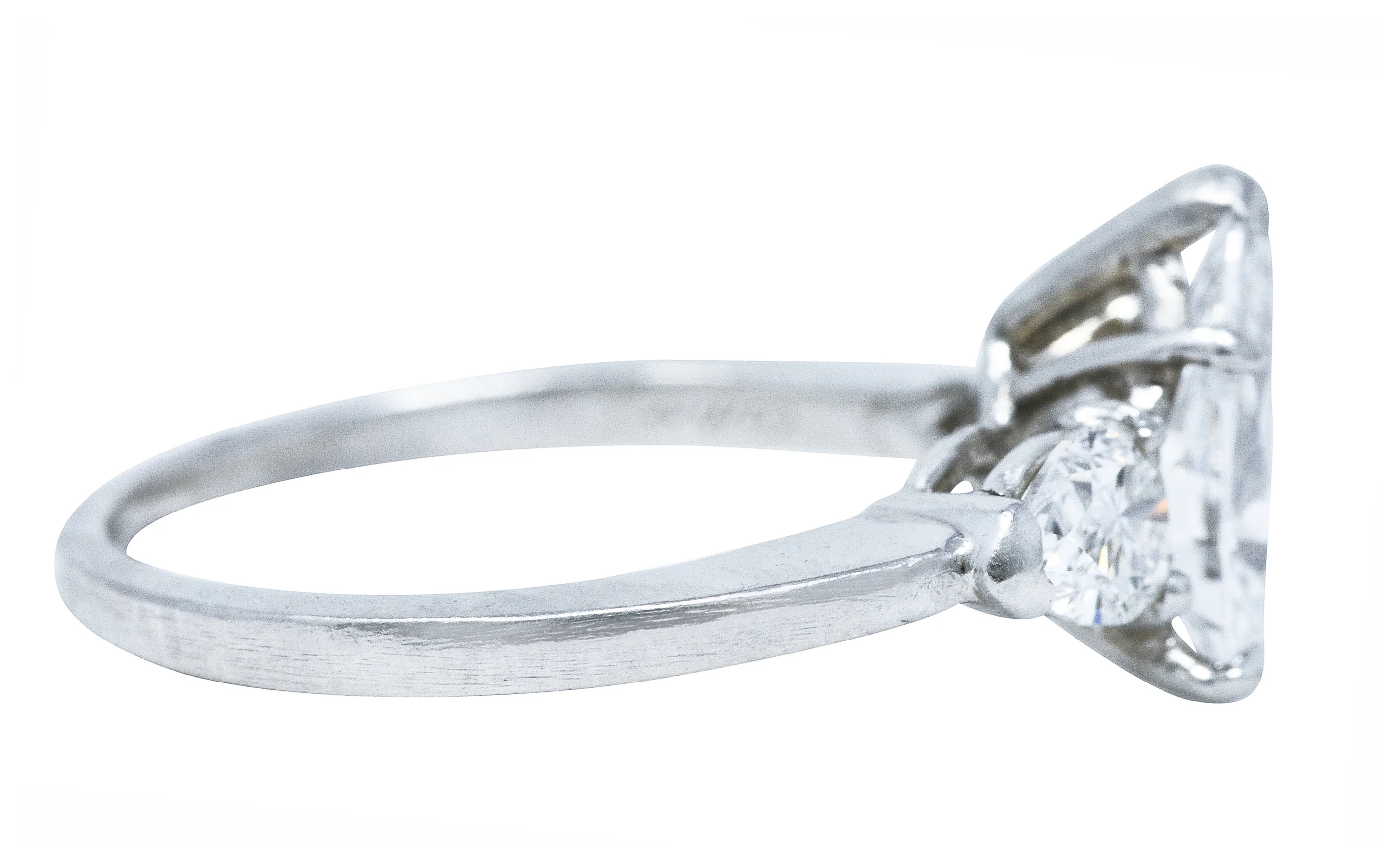 Cartier Mid-Century 2.06 CTW Diamond Platinum Pear Three Stone Vintage Engagement Ring GIA - Image 3