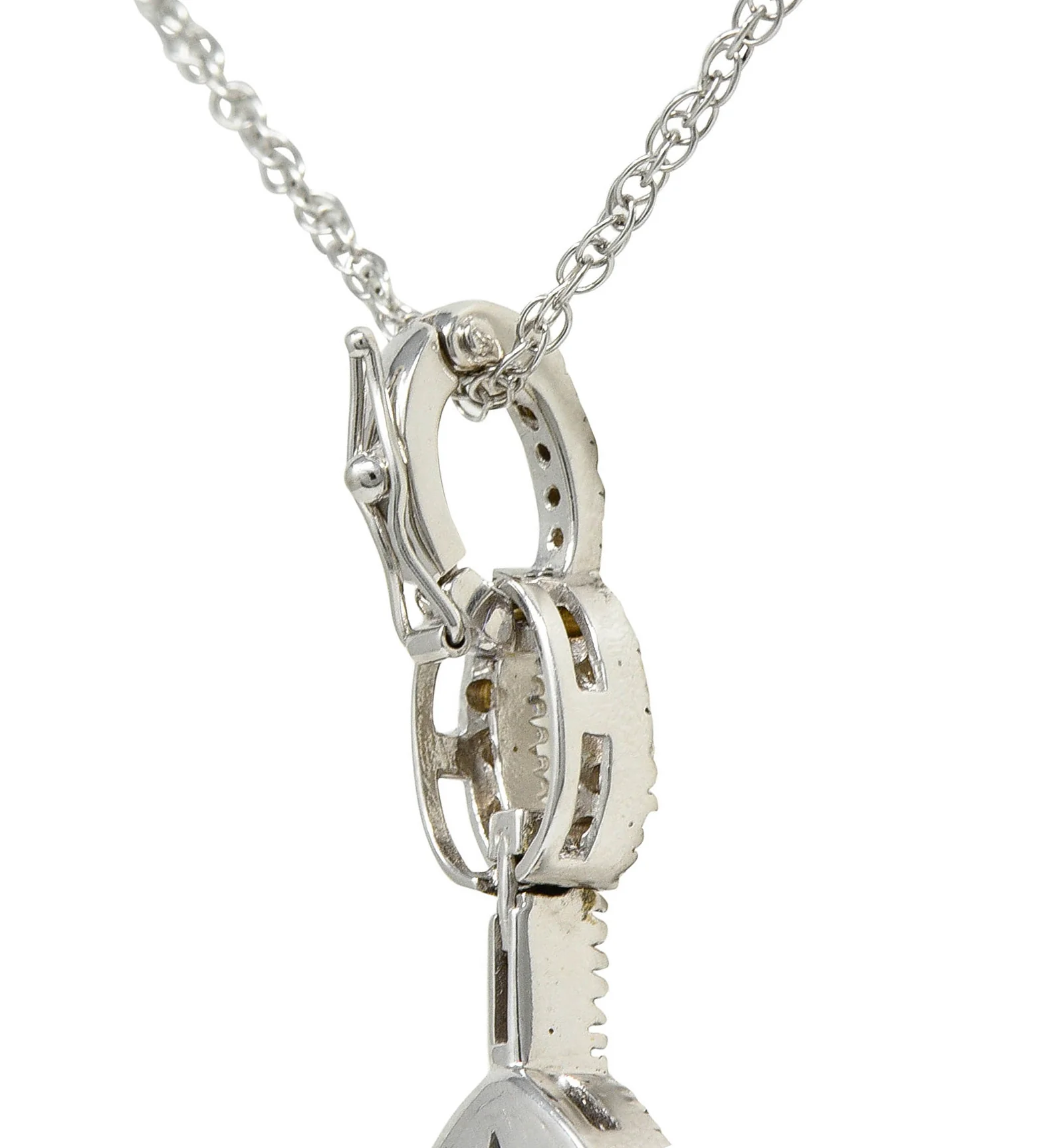 Checkerboard Cut 3.65 CTW Aquamarine Diamond 18 Karat White Gold Enhancer Pendant Necklace - Image 8