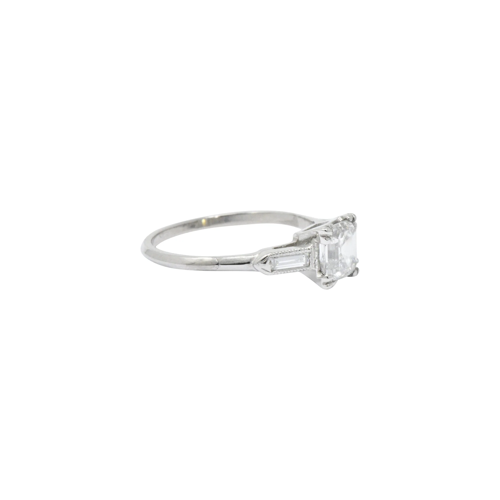 Classy 1.07 CTW Asscher Cut Diamond & Platinum Engagement Ring GIA - Image 5