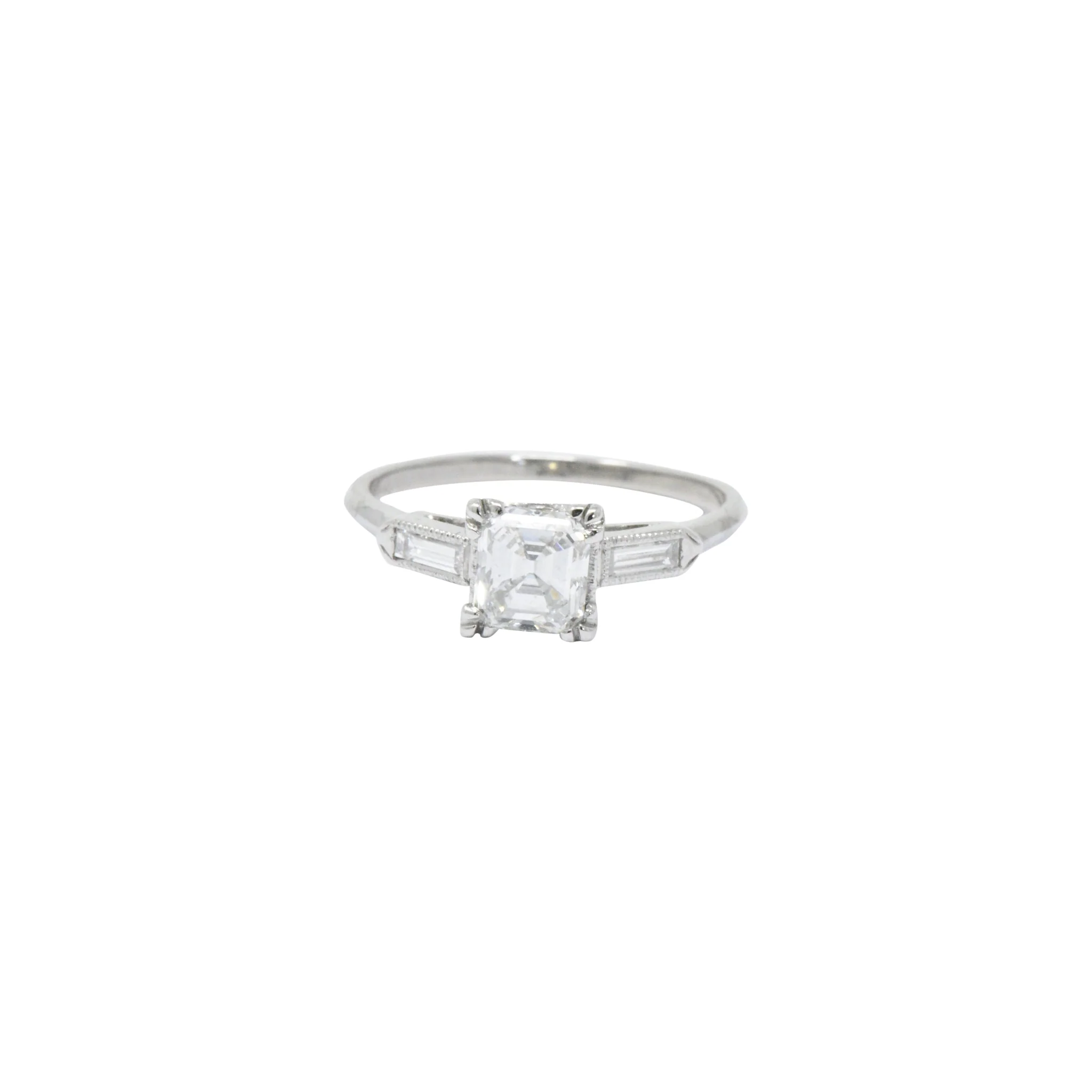 Classy 1.07 CTW Asscher Cut Diamond & Platinum Engagement Ring GIA - Image 7