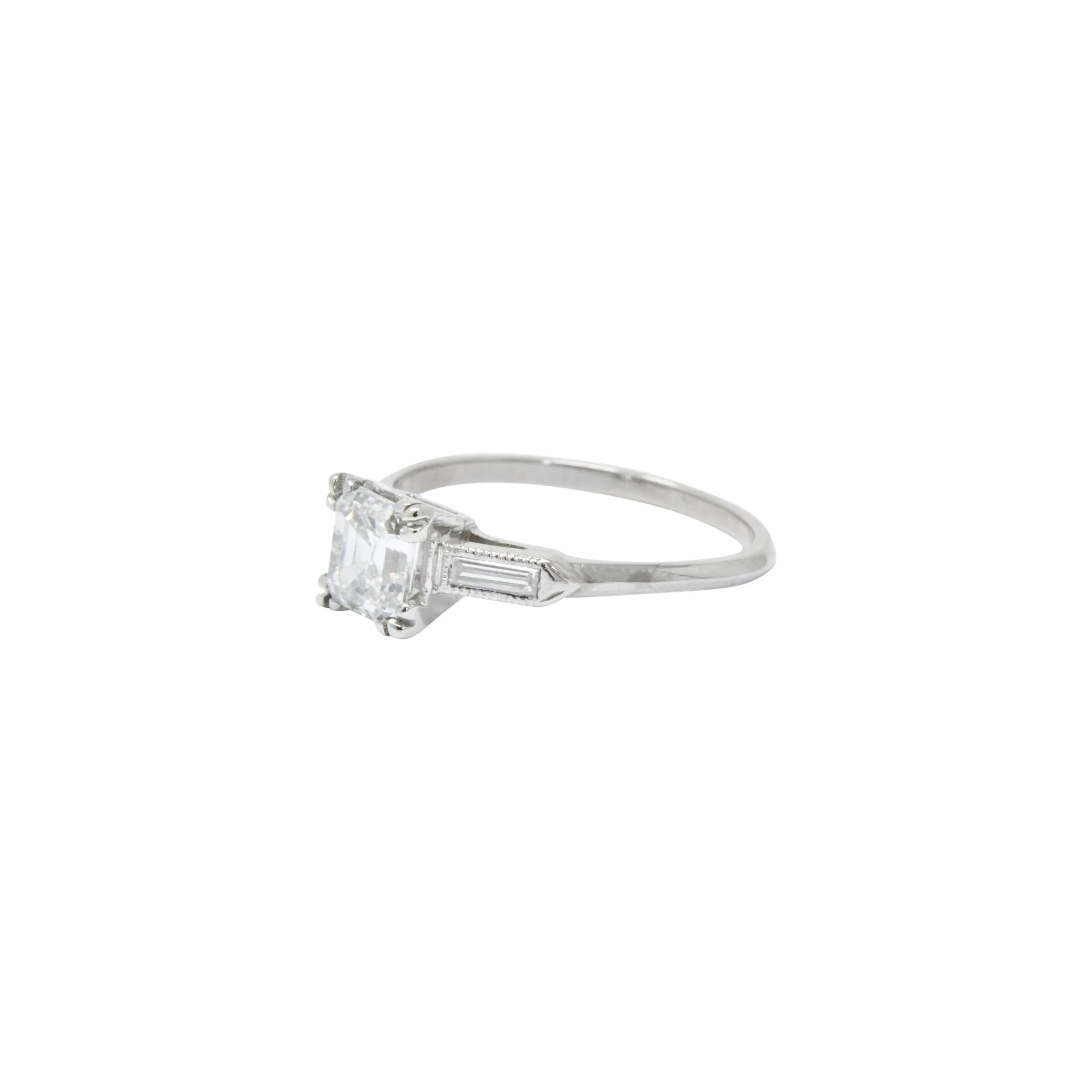 Classy 1.07 CTW Asscher Cut Diamond & Platinum Engagement Ring GIA - Image 9