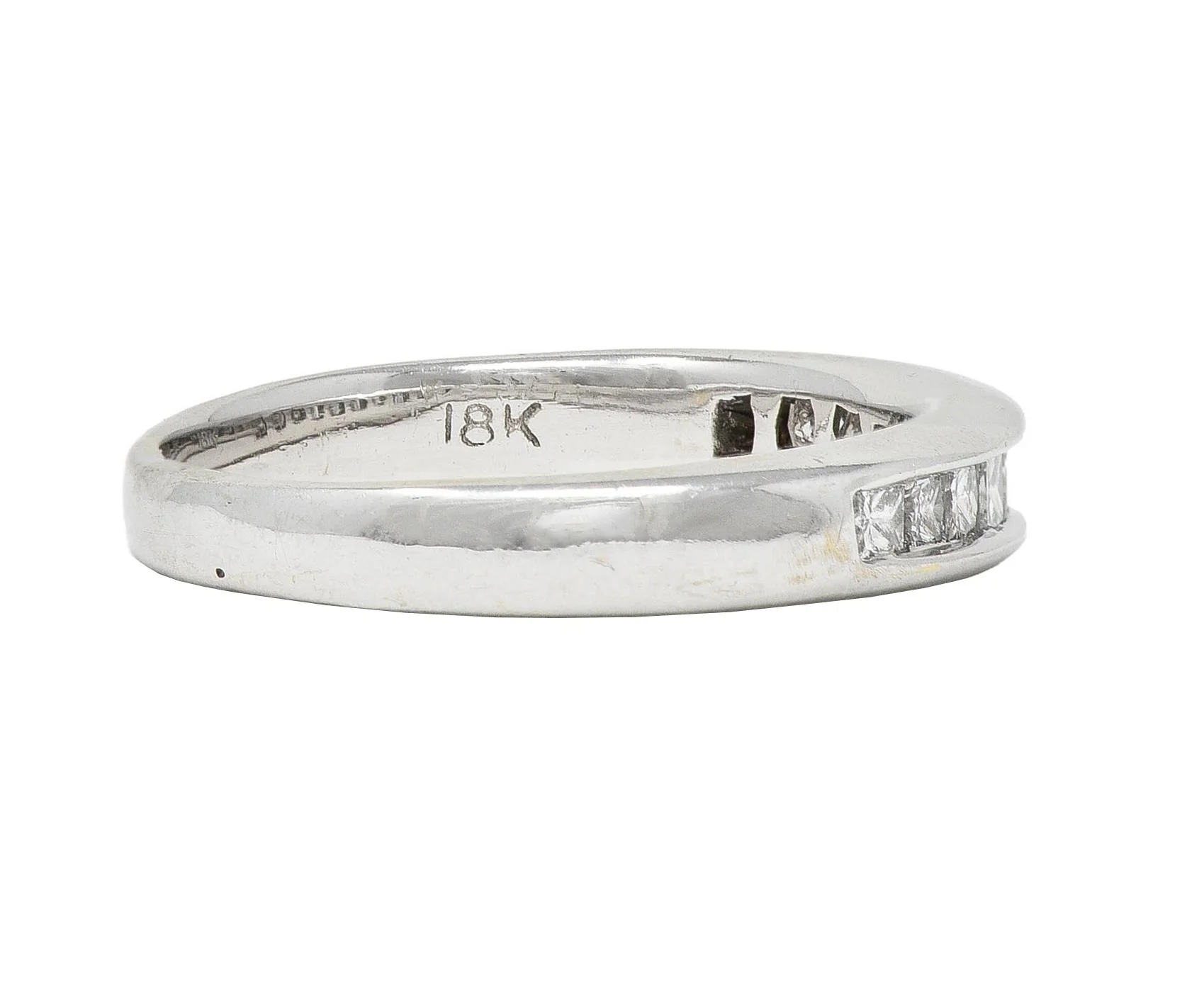 Contemporary 0.45 CTW Diamond 18 Karat White Gold Channel Band Ring - Image 3