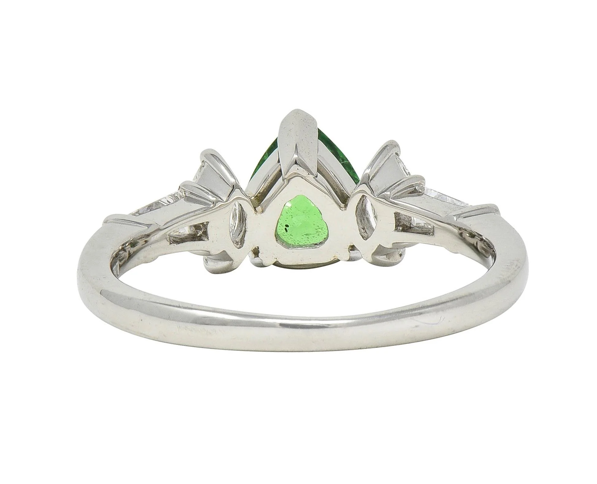 Contemporary 1.38 CTW Tsavorite Garnet Diamond Platinum Five Stone Ring - Image 4