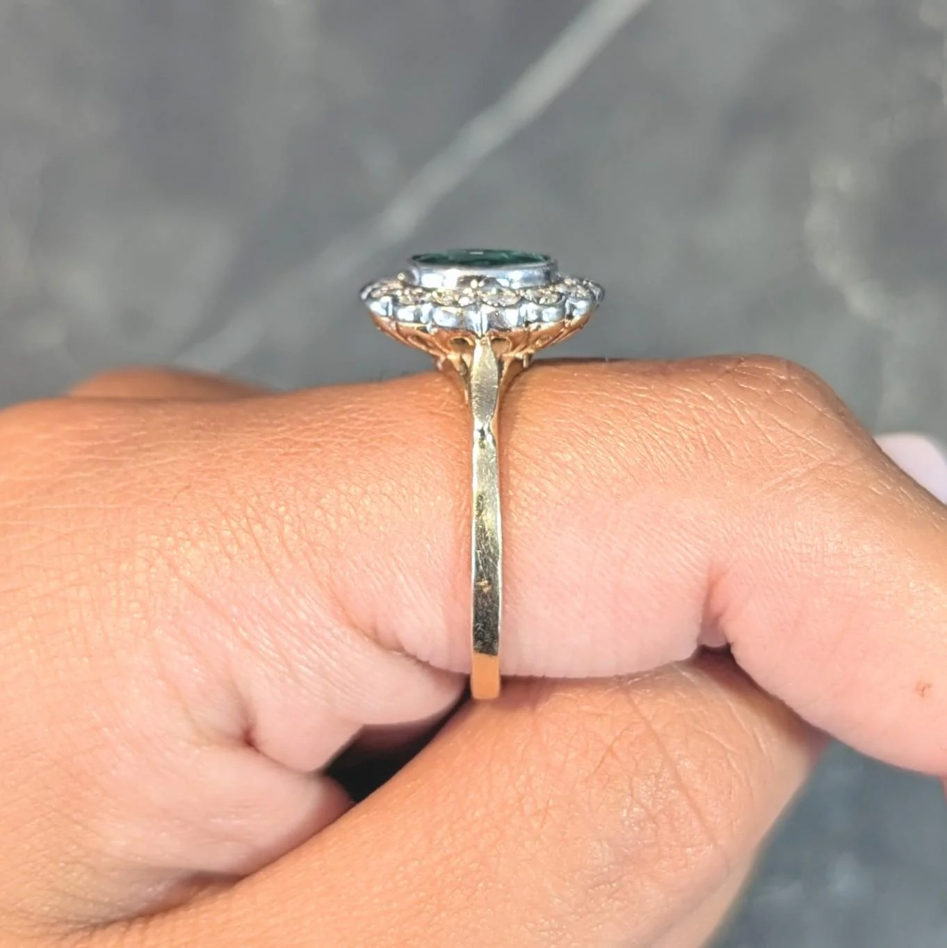 Contemporary 1.60 CTW No-Oil Emerald Diamond 14 Karat Two-Tone Gold Halo Ring GIA - Image 14