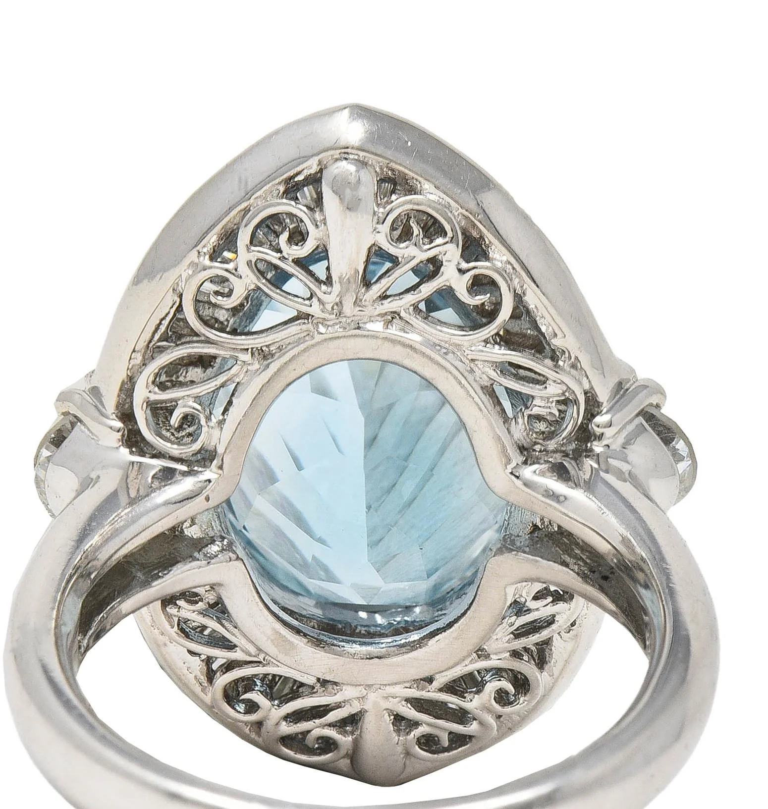Contemporary 10.32 CTW Aquamarine Diamond Platinum Ballerina Halo Ring - Image 12