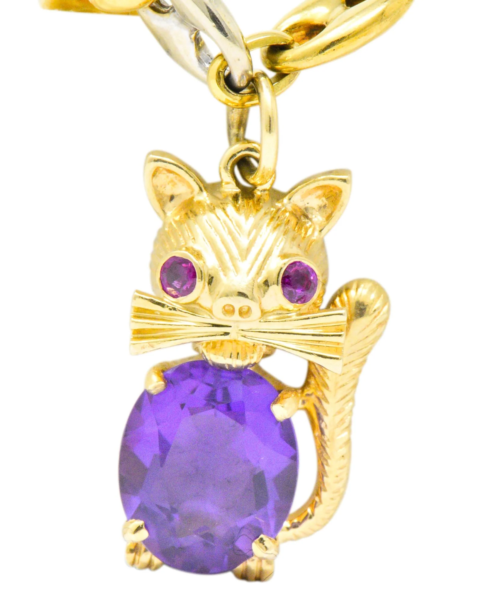Contemporary 10.70 CTW Amethyst Two-Tone Gold Animal Charm Bracelet - Image 3
