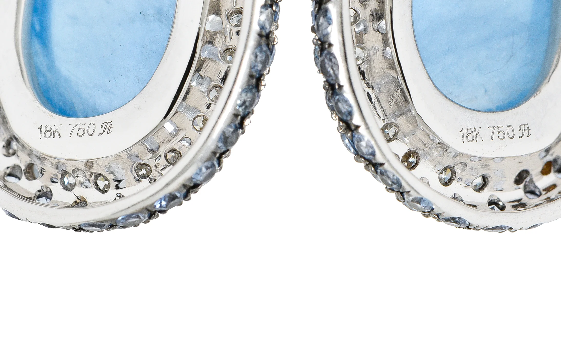 Contemporary 13.00 CTW Aquamarine Sapphire Diamond 18 Karat White Gold Drop Earrings - Image 5