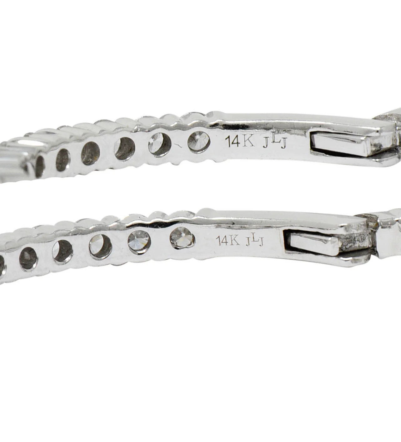 Contemporary 2.25 CTW Diamond 14 Karat White Gold Hoop Earrings - Image 5