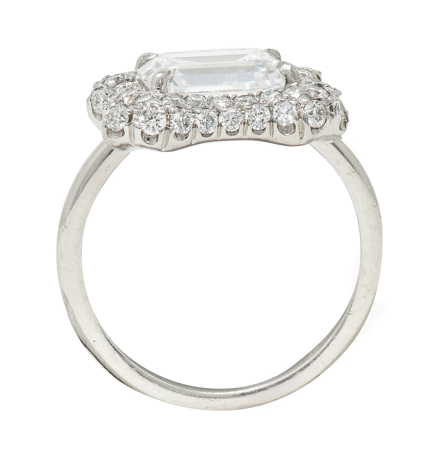 Contemporary 2.50 CTW Emerald Cut Diamond Platinum Pave Halo Engagement Ring GIA - Image 7
