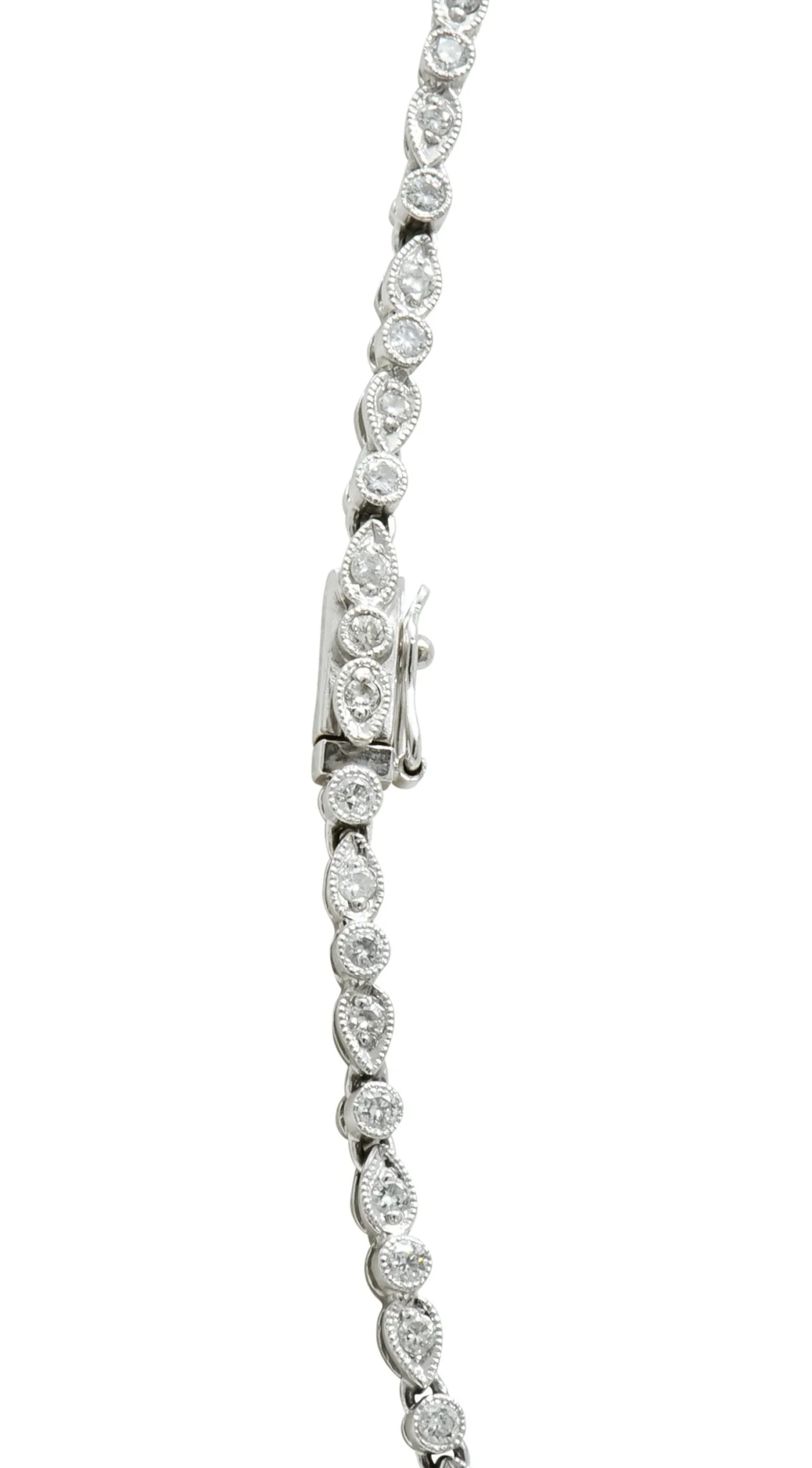 Contemporary 3.05 CTW Diamond Platinum Millegrain Necklace - Image 6