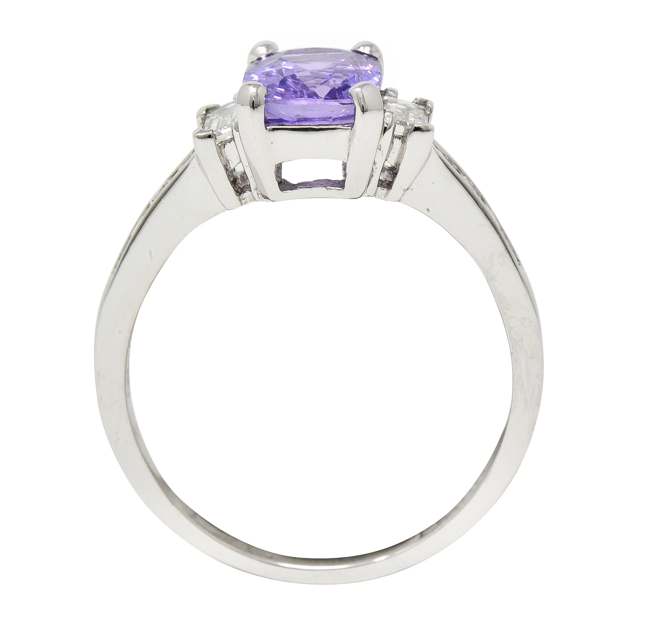 Contemporary 3.12 CTW Purple Sapphire Diamond 18 Karat White Gold Gemstone Ring GIA - Image 8