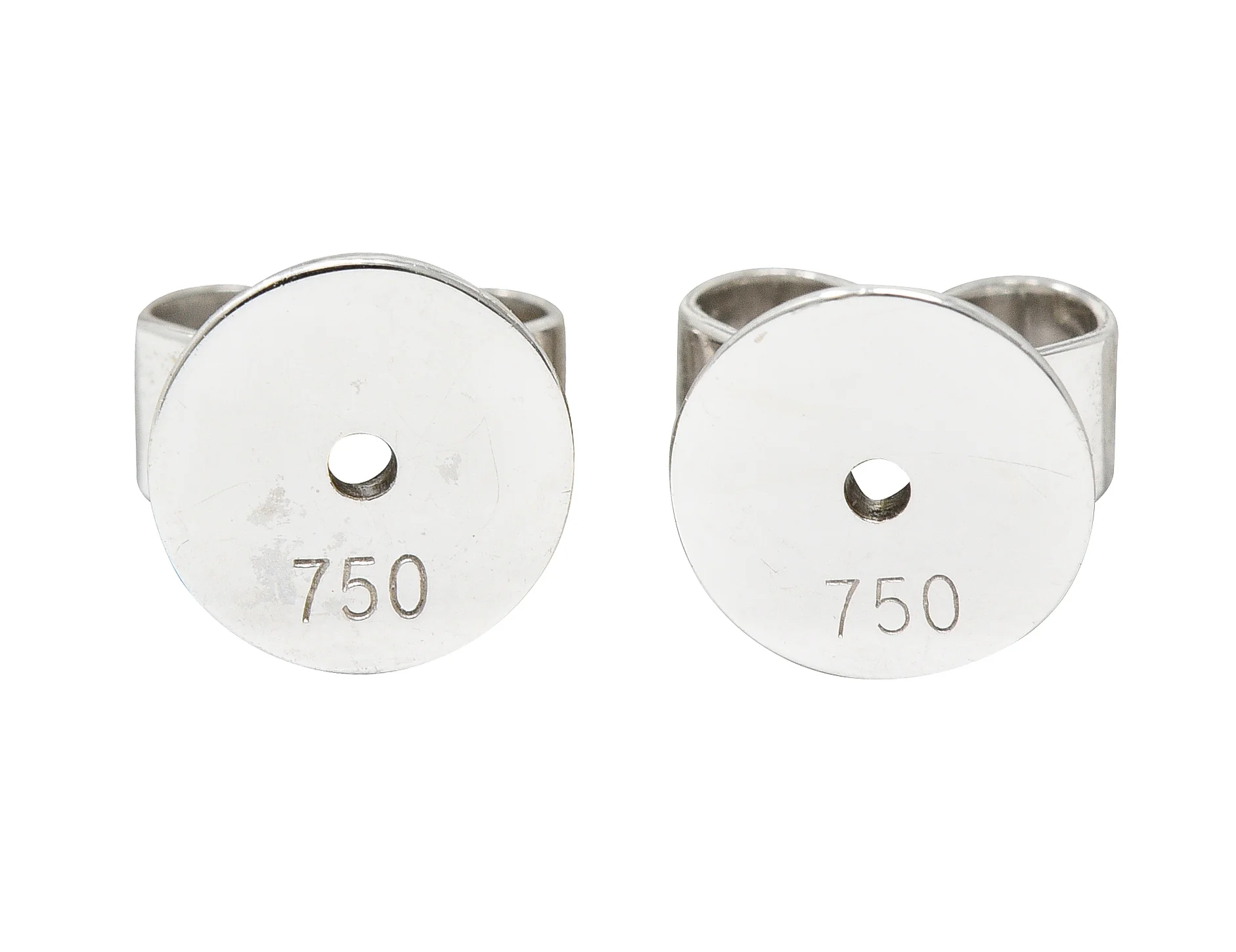Contemporary 3.20 CTW Sapphire Diamond 18 Karat White Gold Cluster Stud Earrings - Image 4