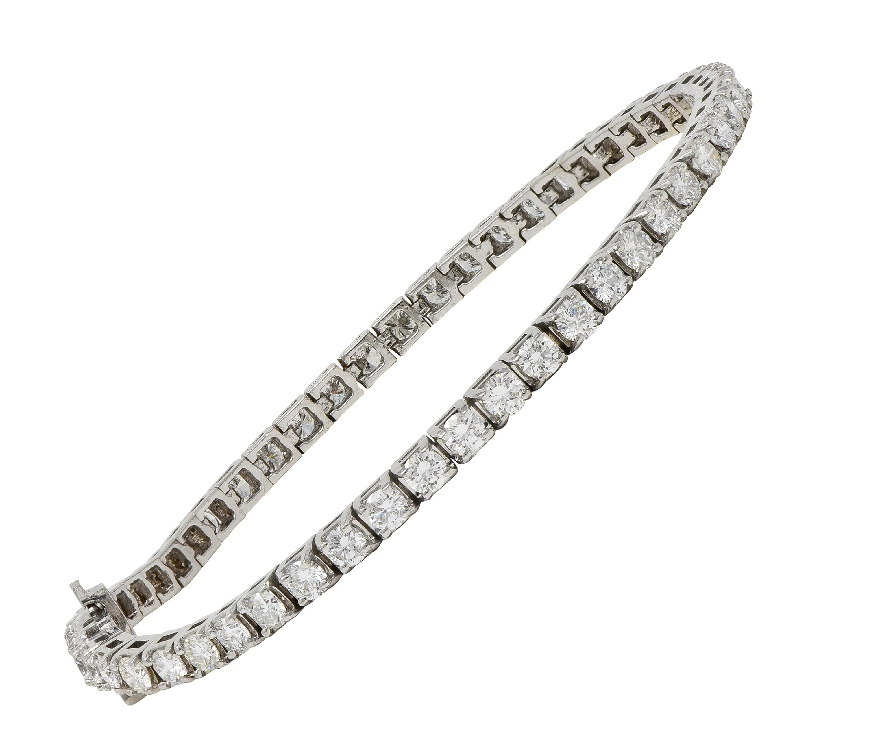 Contemporary 3.24 CTW Diamond 14 Karat White Gold Tennis Line Bracelet