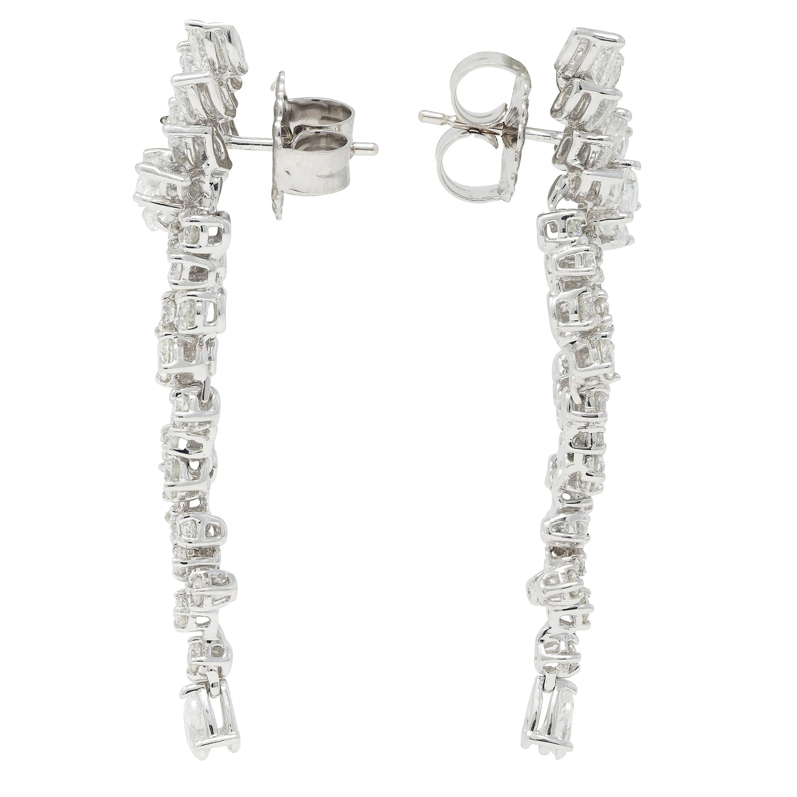 Contemporary 4.96 CTW Diamond 18 Karat White Gold Cluster Drop Earrings - Image 3