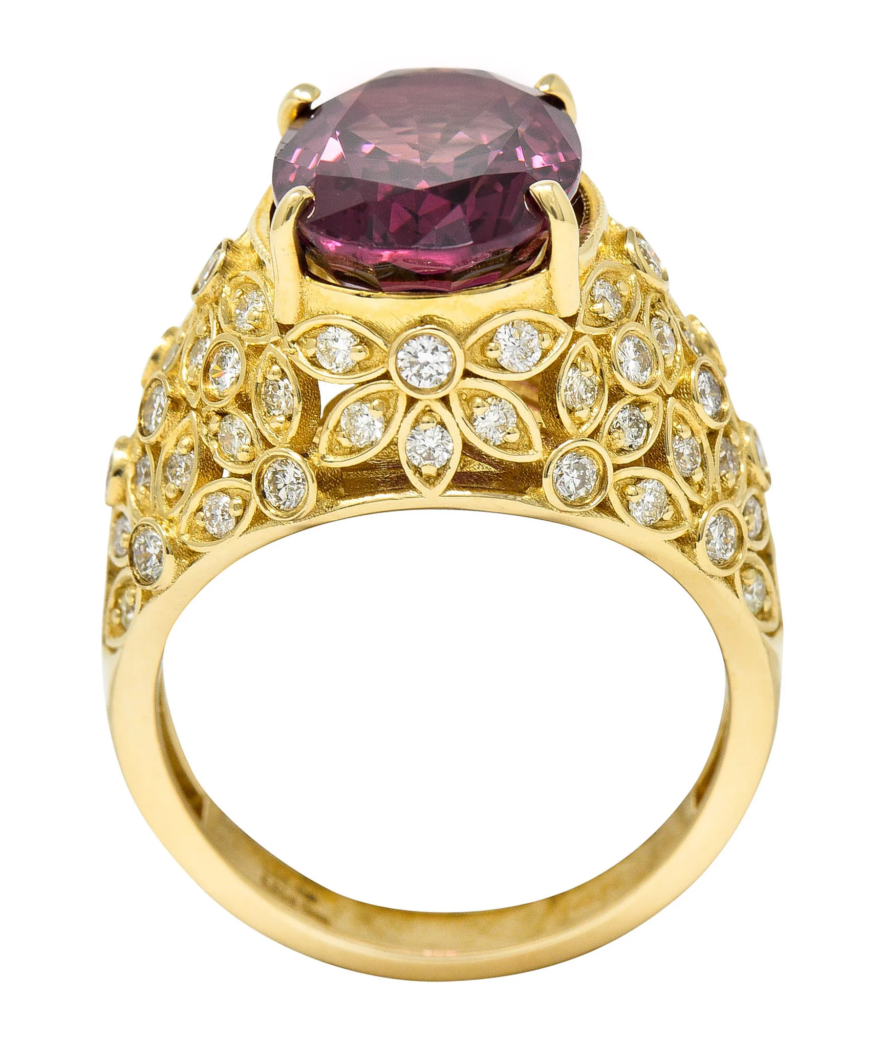 Contemporary 7.51 CTW Spinel Diamond 14 Karat Gold Gemstone Ring - Image 10