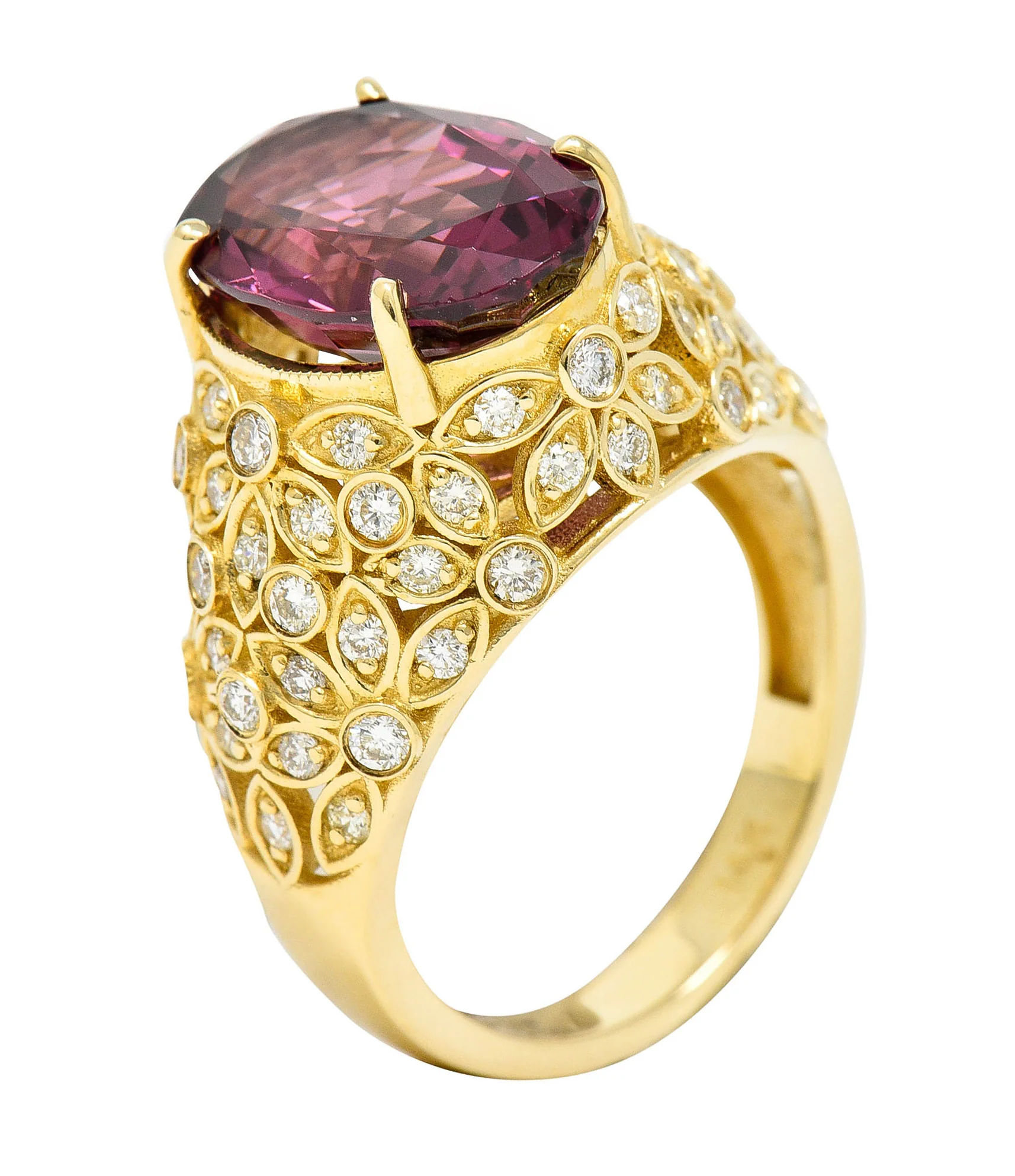 Contemporary 7.51 CTW Spinel Diamond 14 Karat Gold Gemstone Ring - Image 13