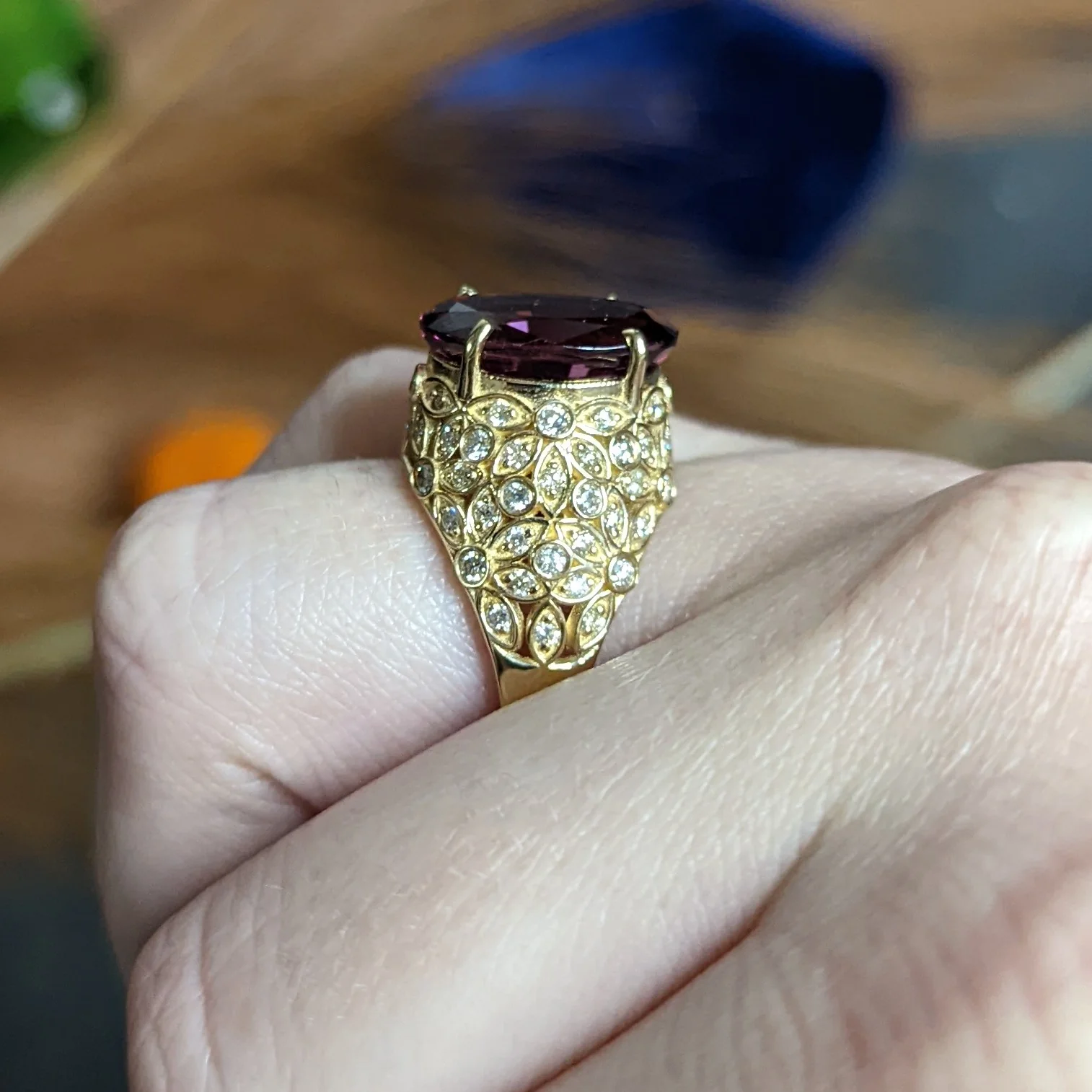 Contemporary 7.51 CTW Spinel Diamond 14 Karat Gold Gemstone Ring - Image 15