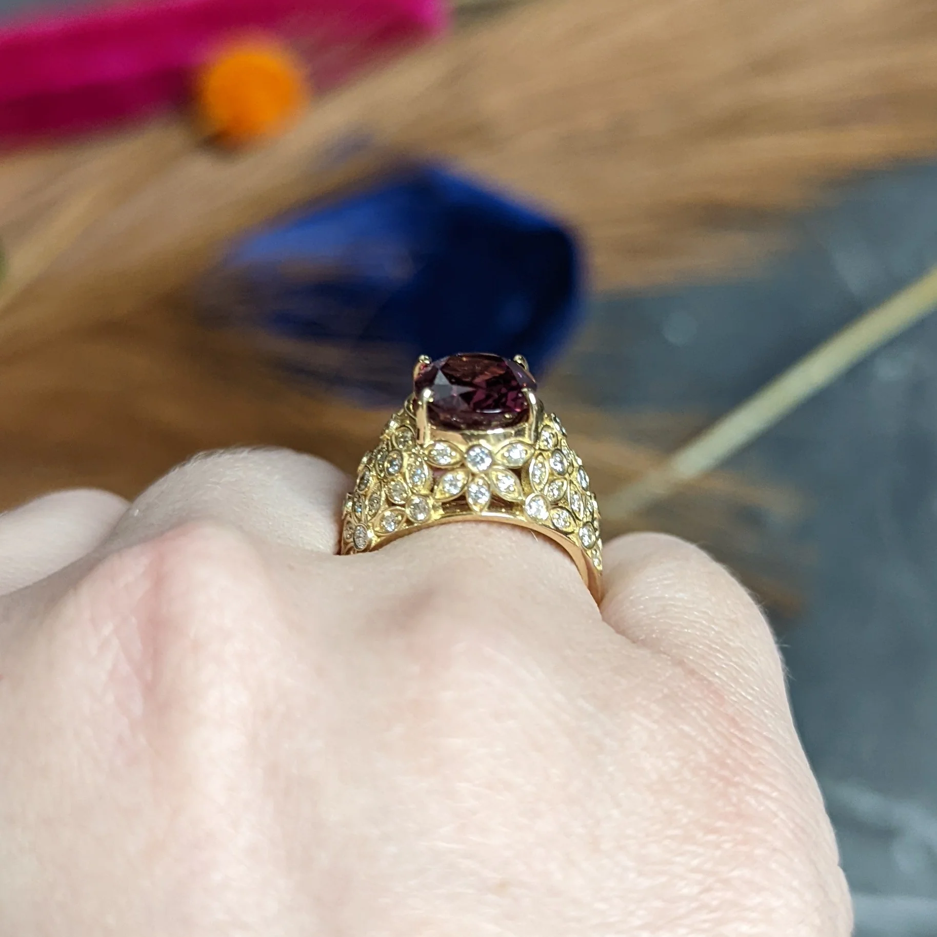 Contemporary 7.51 CTW Spinel Diamond 14 Karat Gold Gemstone Ring - Image 16