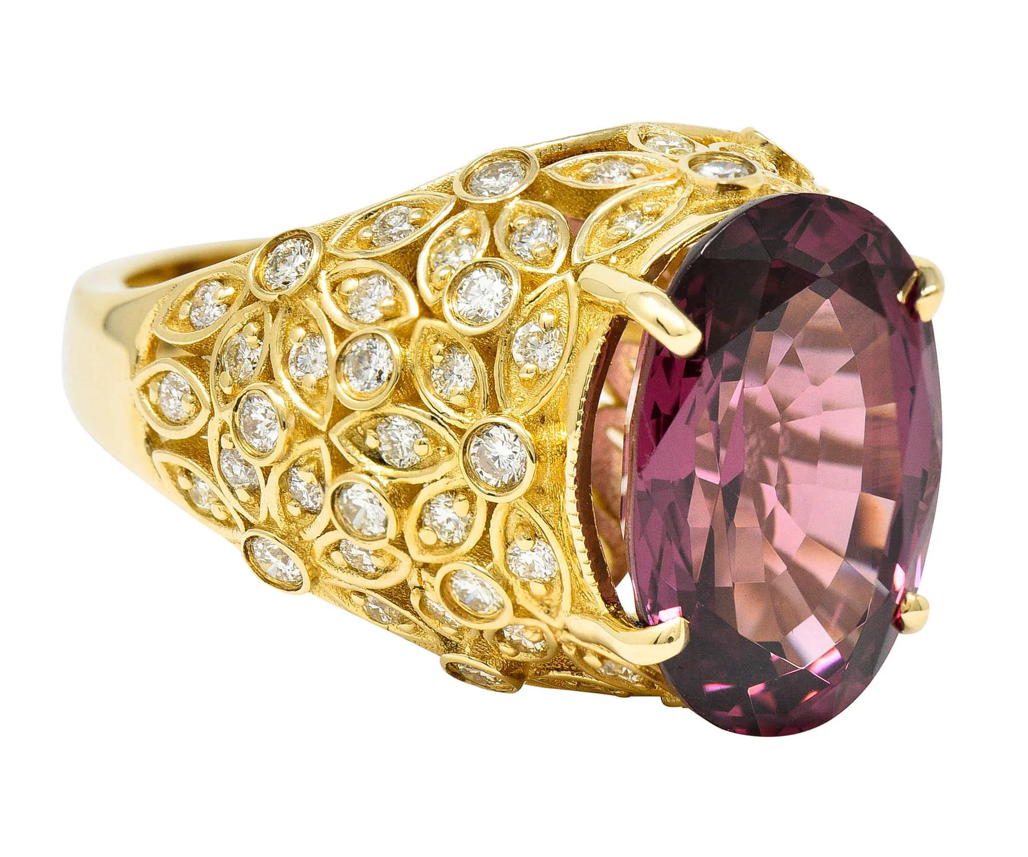 Contemporary 7.51 CTW Spinel Diamond 14 Karat Gold Gemstone Ring - Image 2