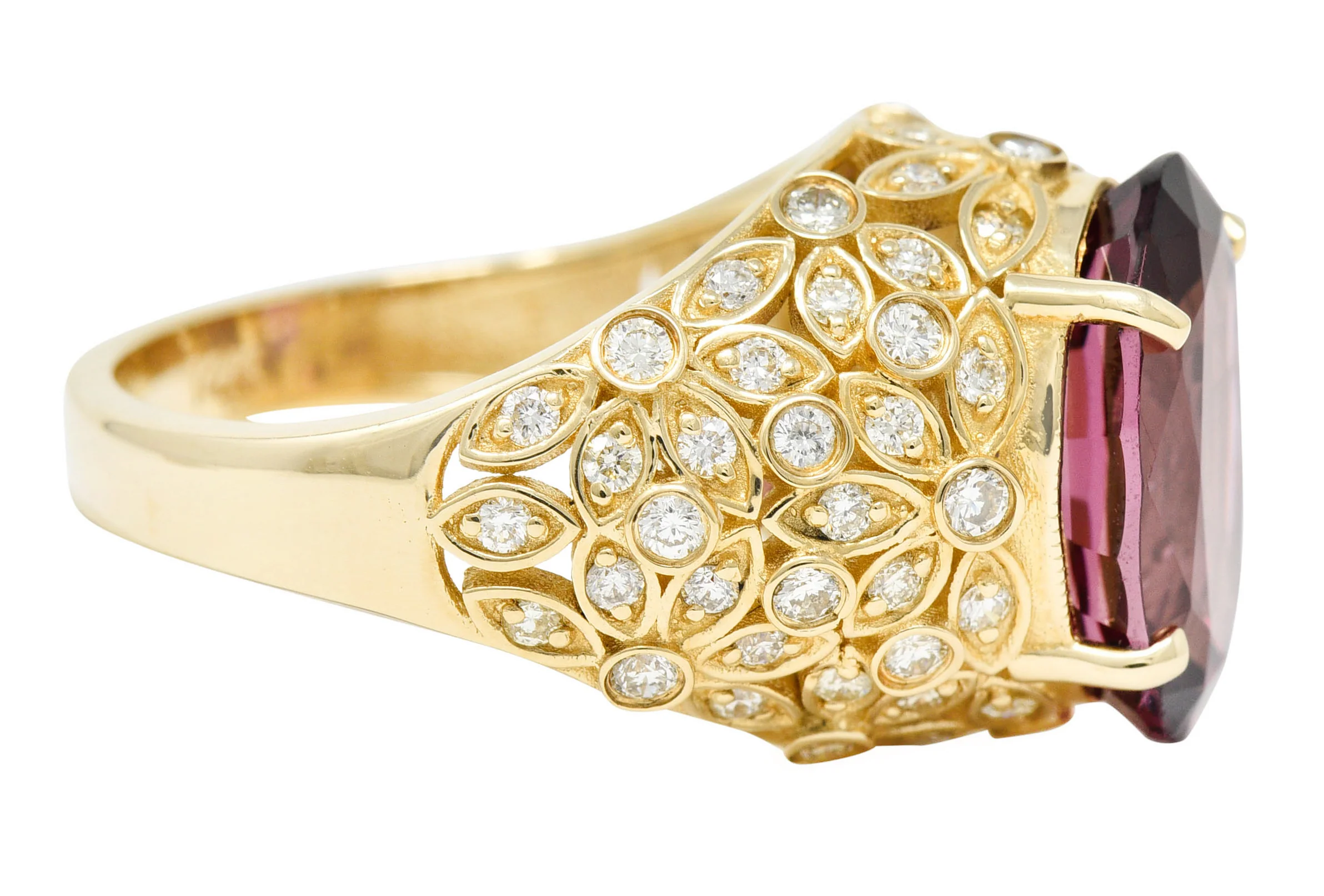 Contemporary 7.51 CTW Spinel Diamond 14 Karat Gold Gemstone Ring - Image 3
