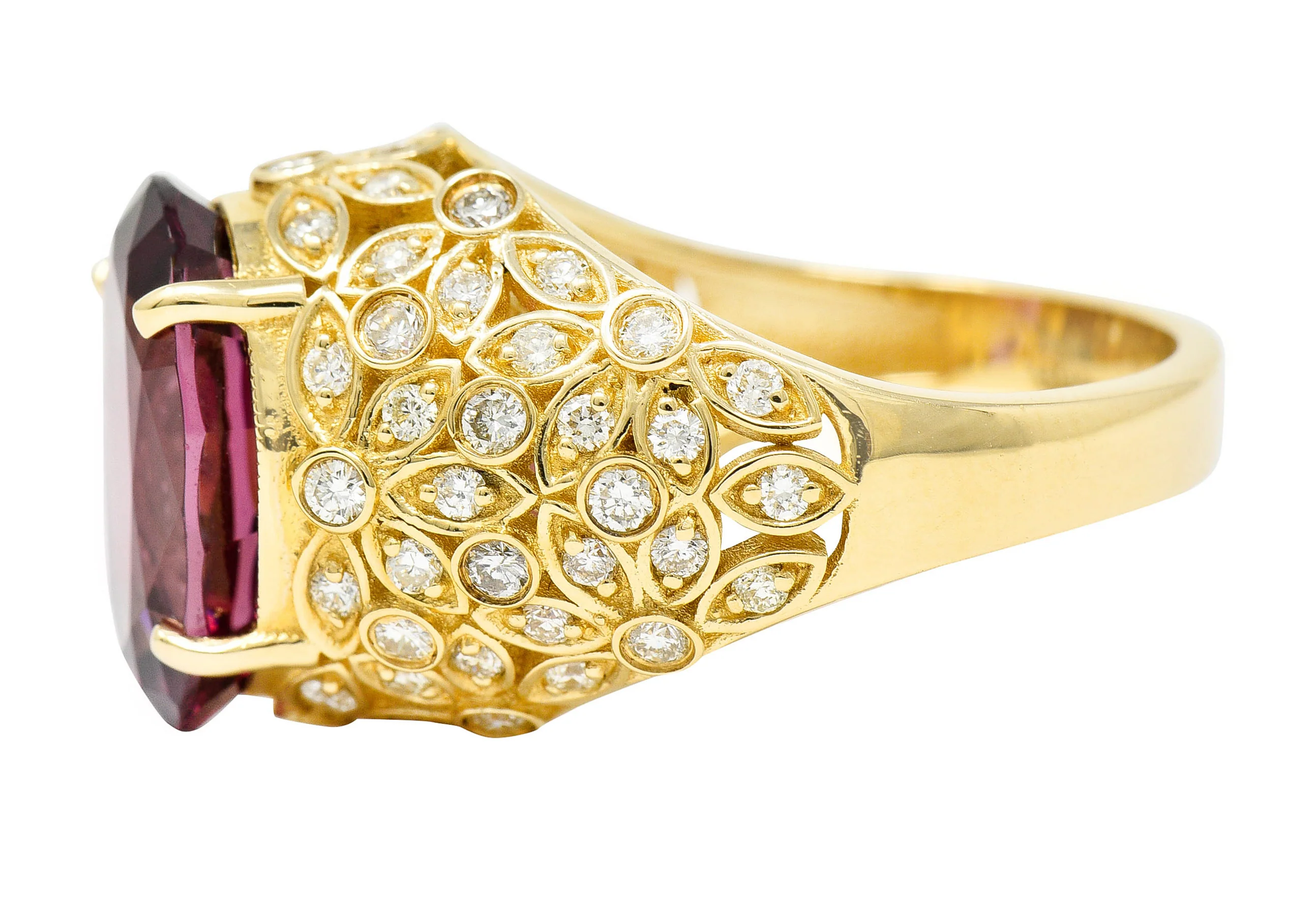 Contemporary 7.51 CTW Spinel Diamond 14 Karat Gold Gemstone Ring - Image 5