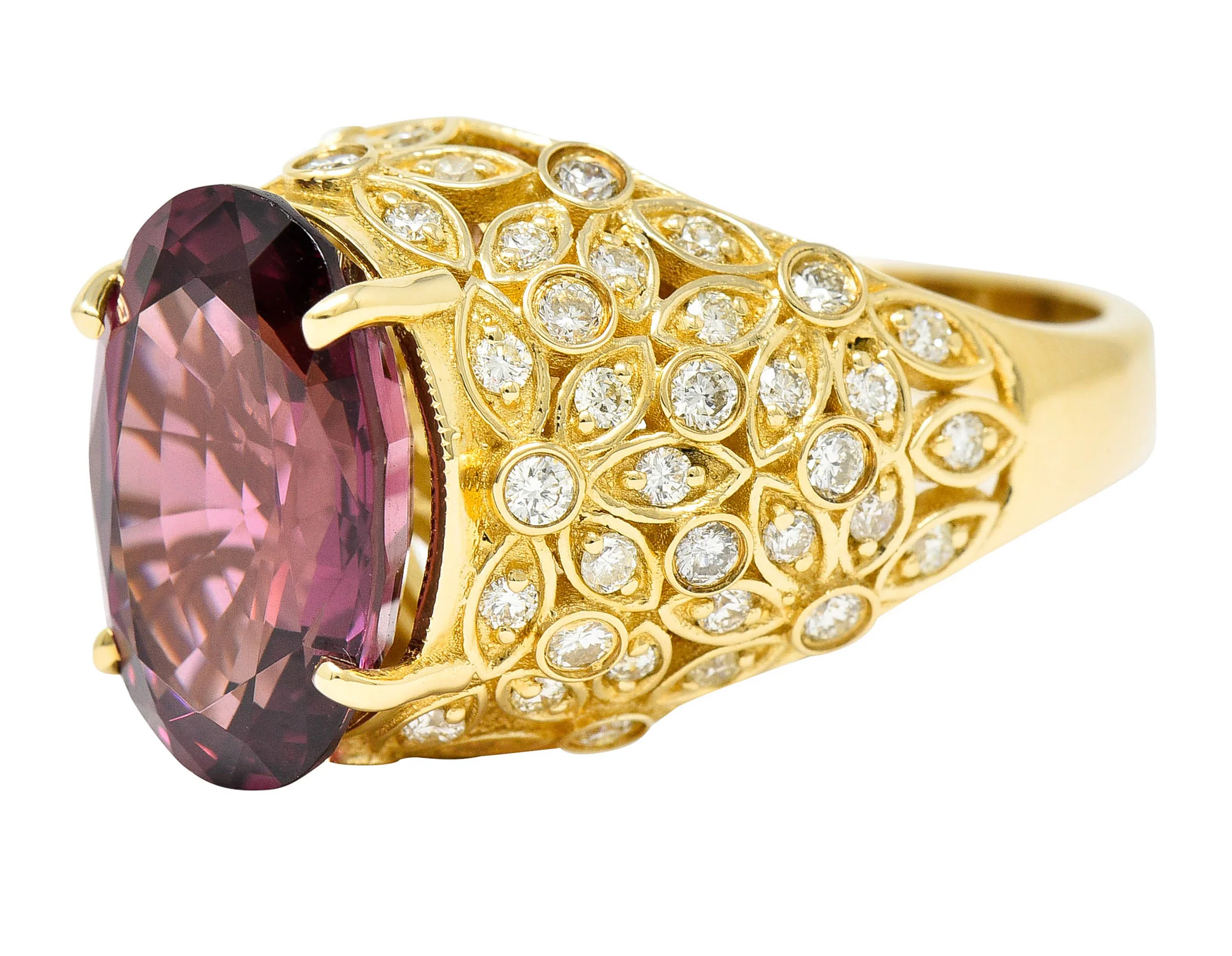 Contemporary 7.51 CTW Spinel Diamond 14 Karat Gold Gemstone Ring - Image 6