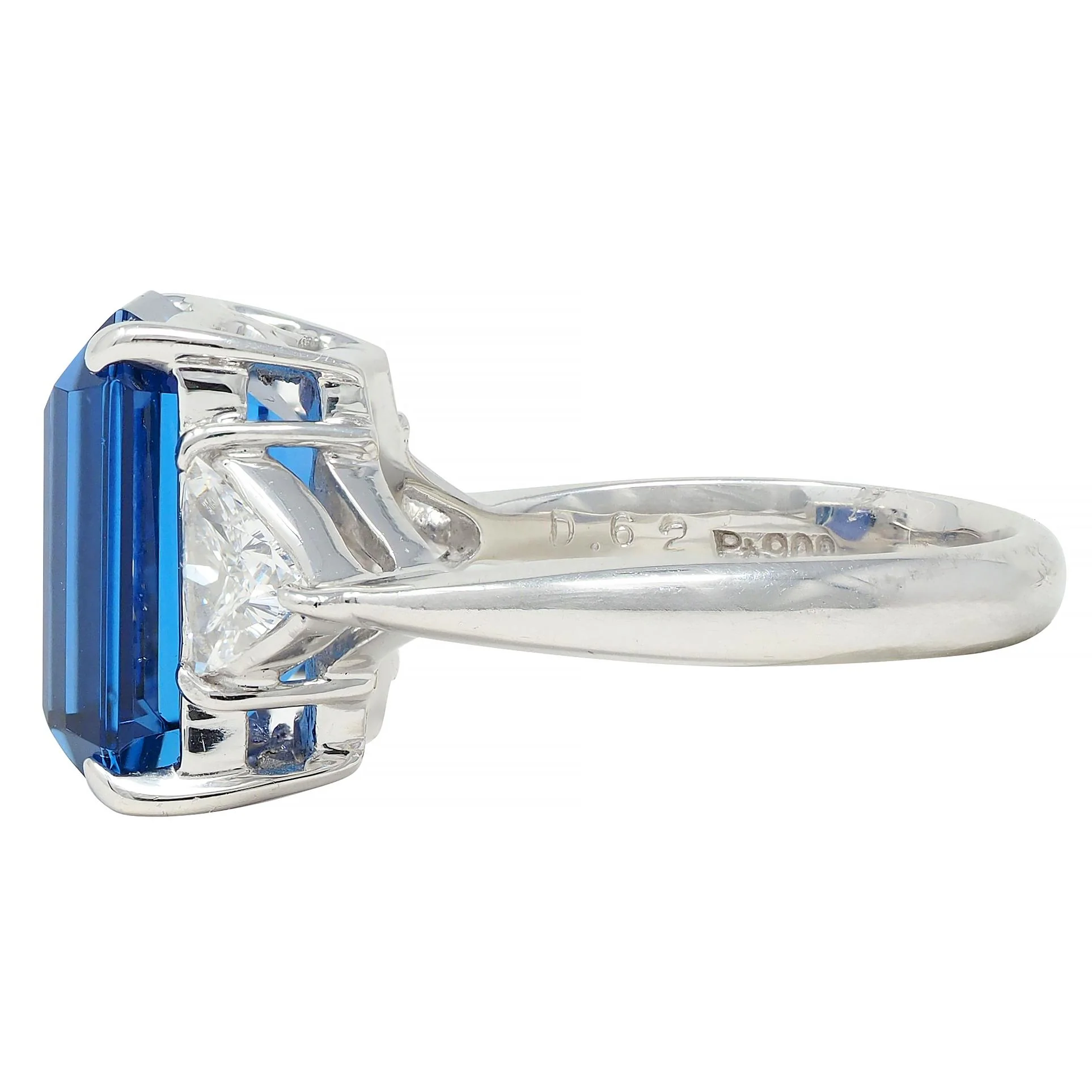 Contemporary 8.65 CTW Tanzanite Diamond Platinum Three Stone Ring - Image 6