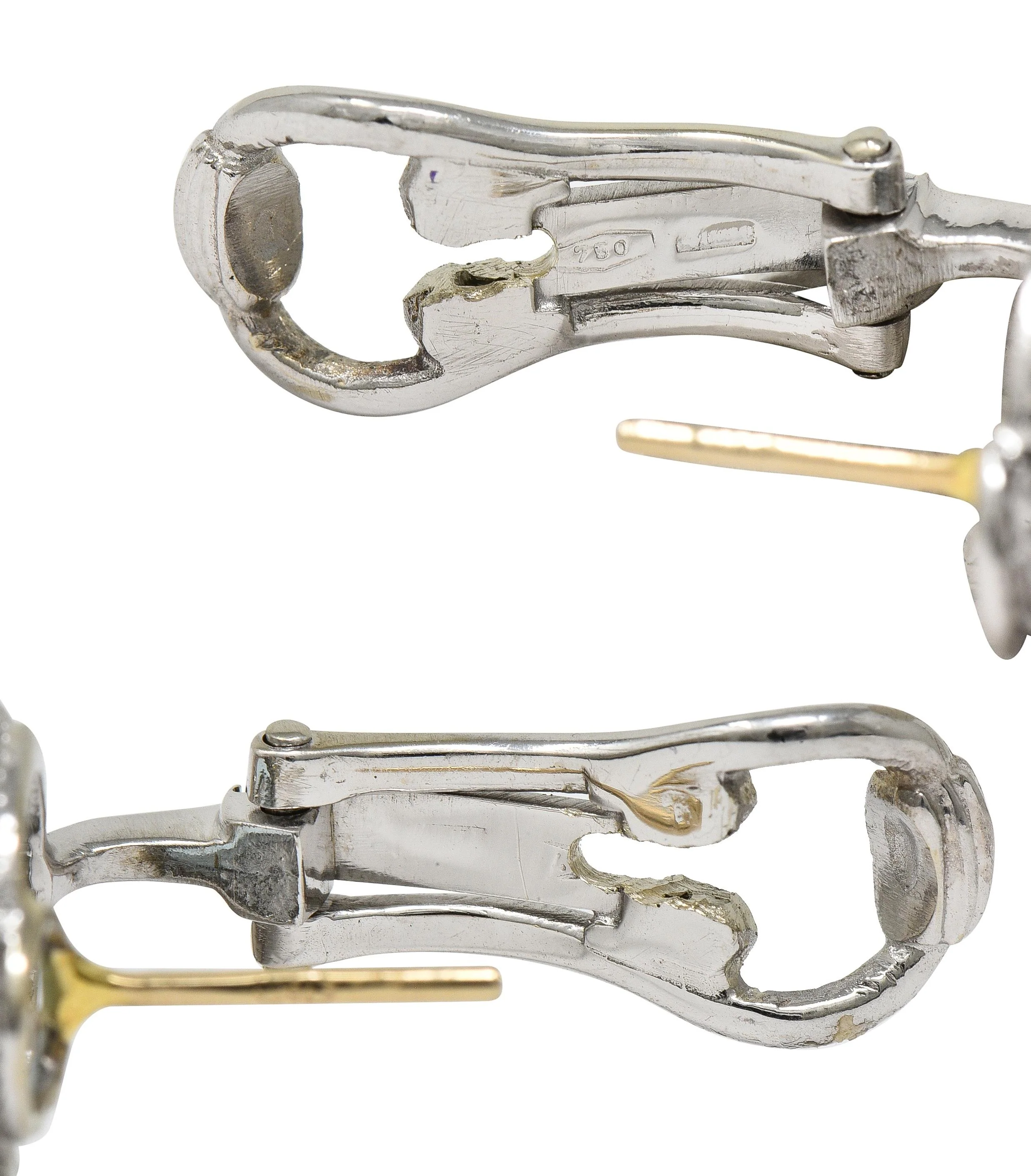 Contemporary Aquamarine Diamond 10.00 CTW 18 Karat Two-Tone Gold Halo Earrings - Image 7