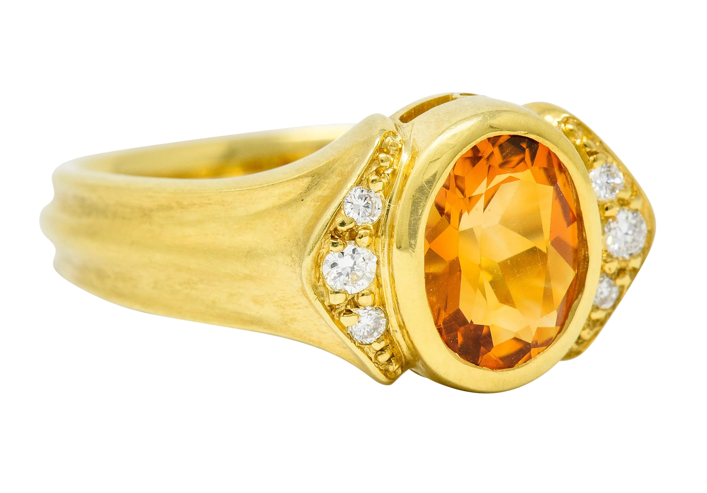 Contemporary Citrine Diamond 18 Karat Gold Gemstone Ring - Image 2