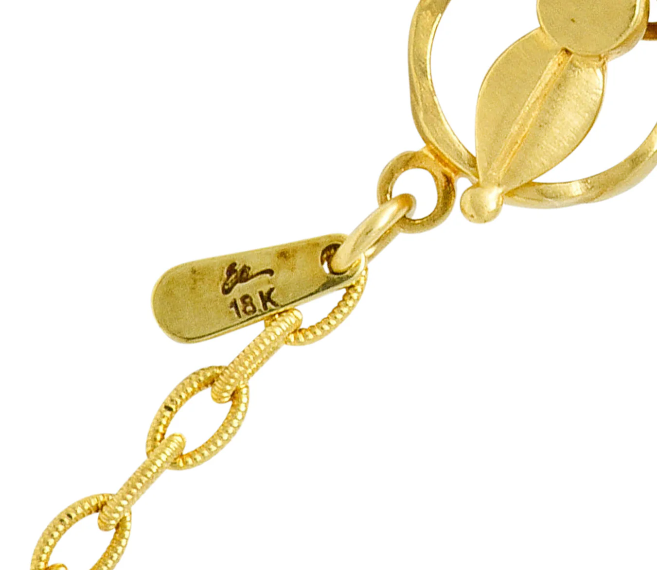 Contemporary Cultured Pearl Peridot 18 Karat Gold Station Necklace - Image 5