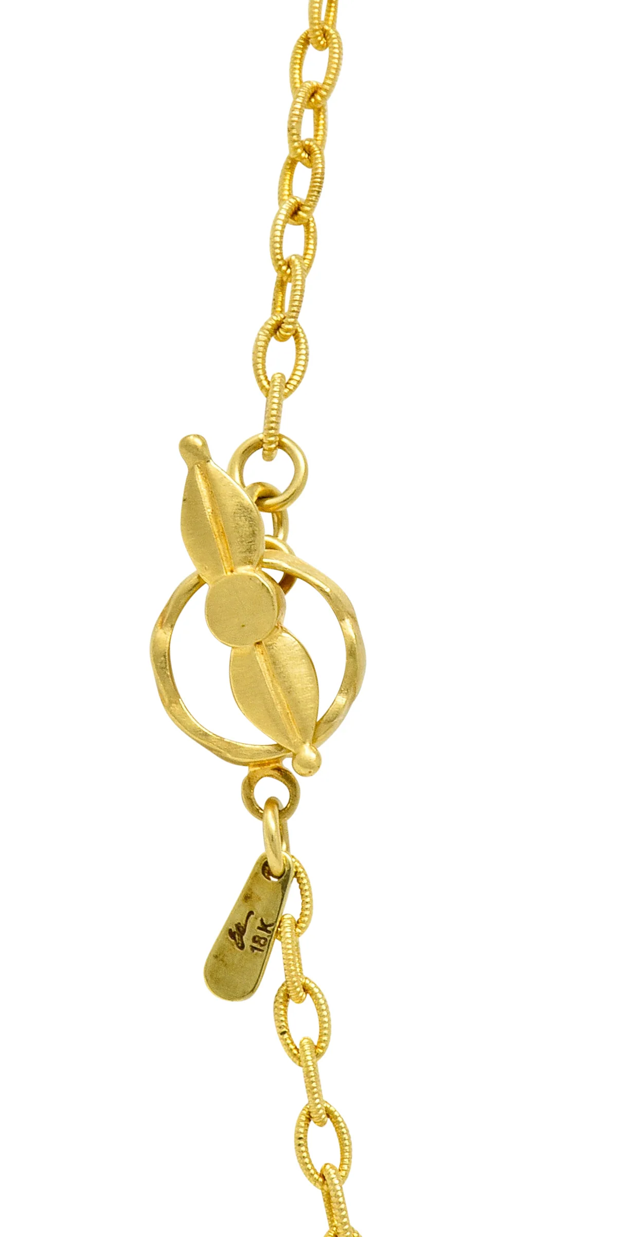 Contemporary Cultured Pearl Peridot 18 Karat Gold Station Necklace - Image 6