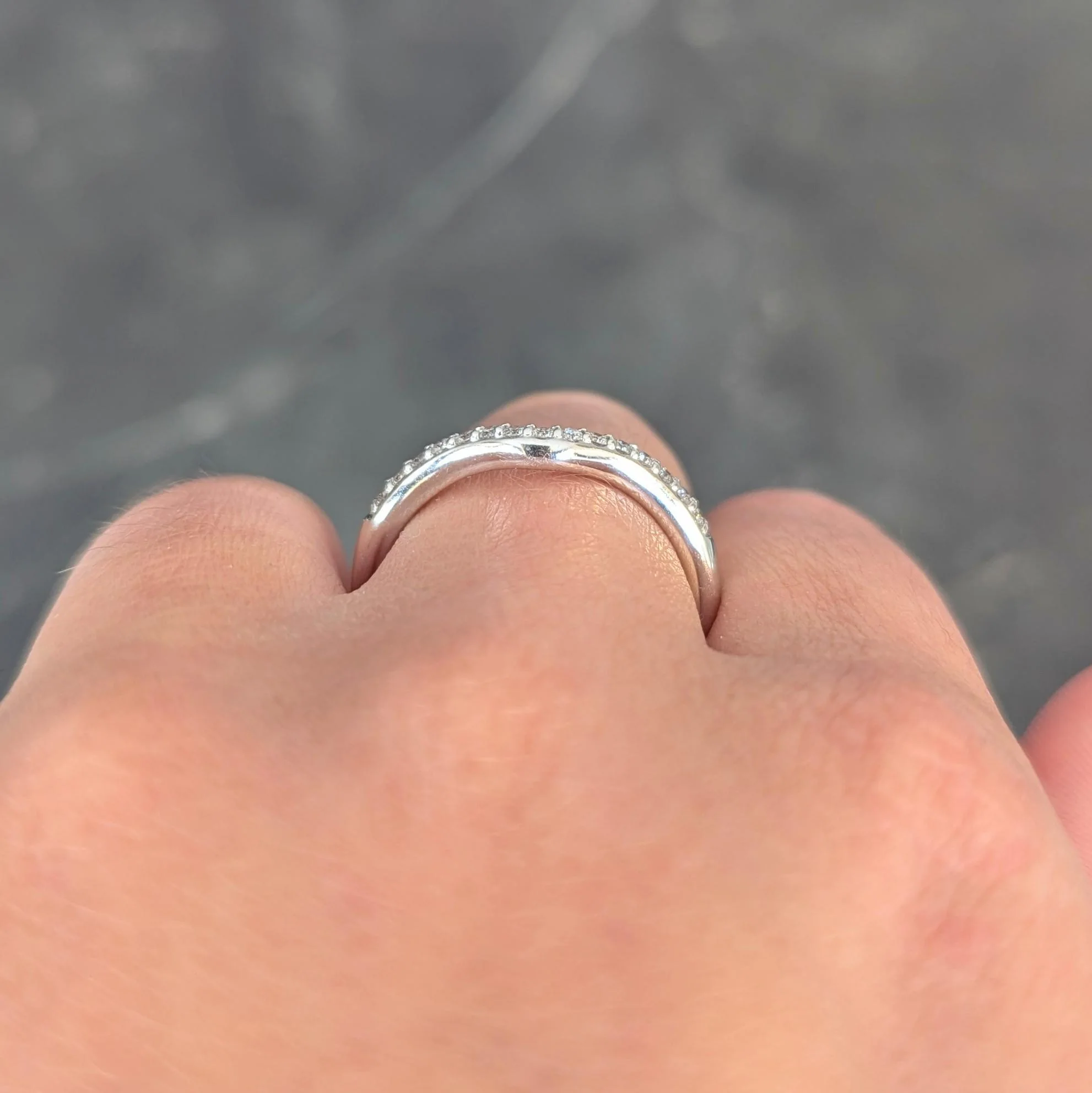 Contemporary Diamond 14 Karat White Gold Contour Wedding Band Ring - Image 14