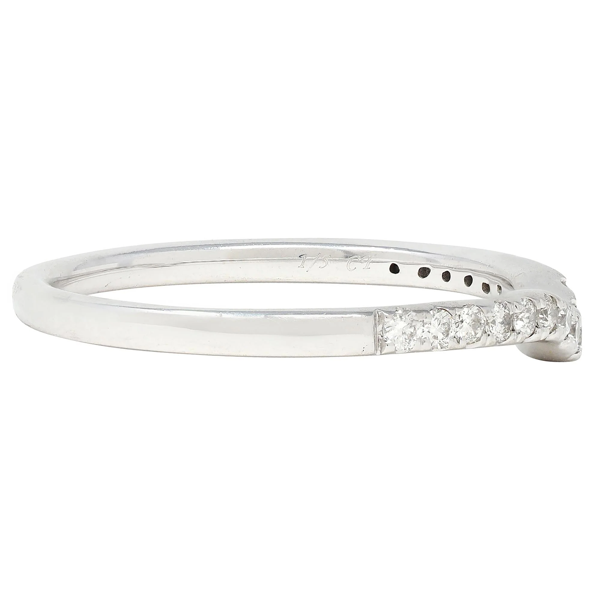 Contemporary Diamond 14 Karat White Gold Contour Wedding Band Ring - Image 2