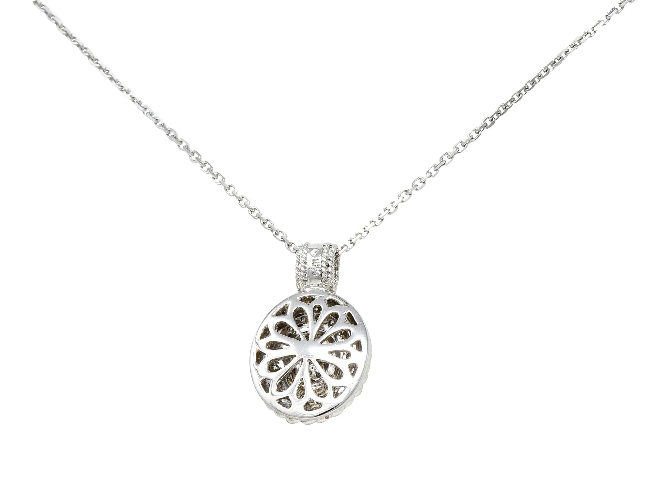 Contemporary Diamond 18 Karat White Gold Twisted Rope Pendant Necklace - Image 4