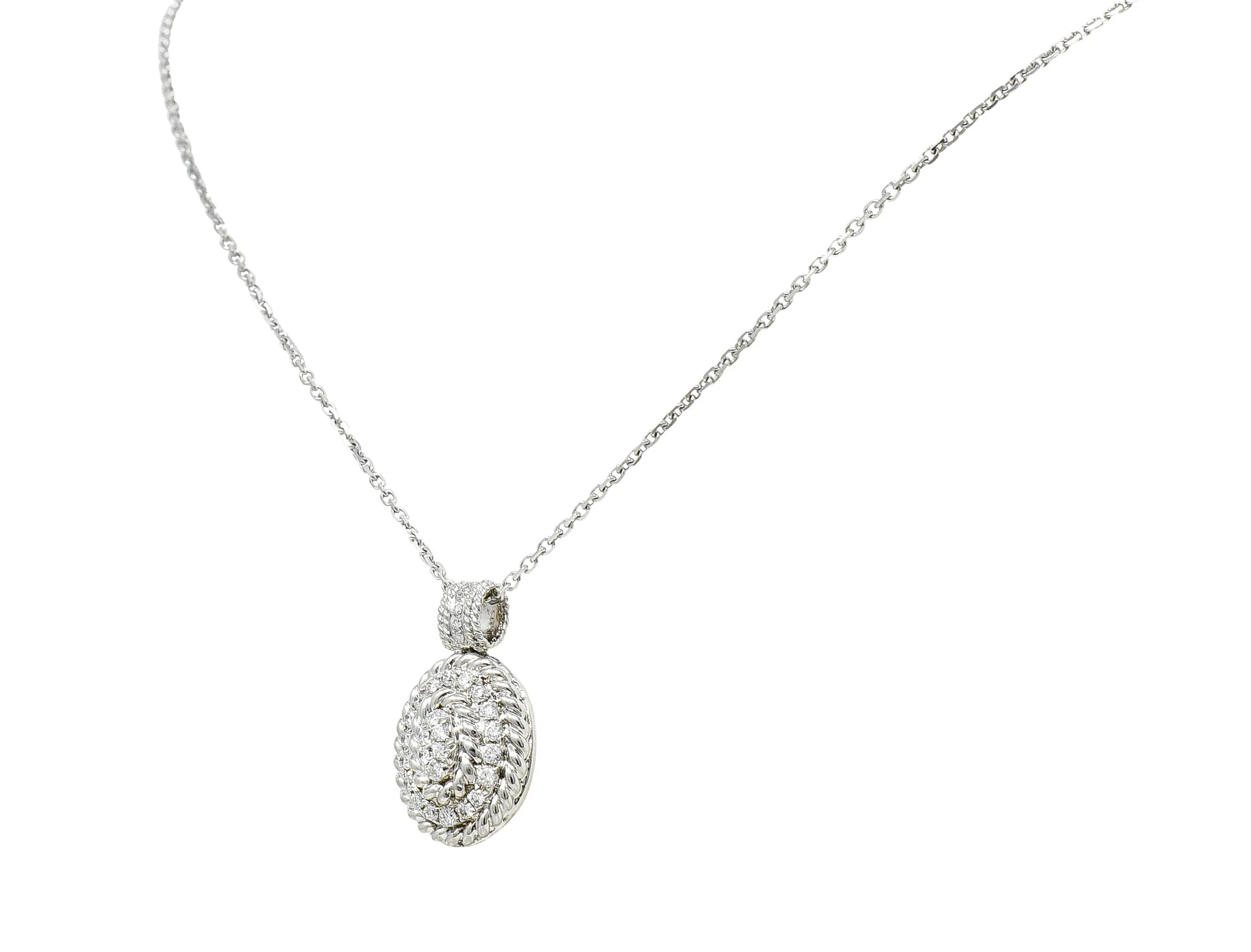 Contemporary Diamond 18 Karat White Gold Twisted Rope Pendant Necklace - Image 5