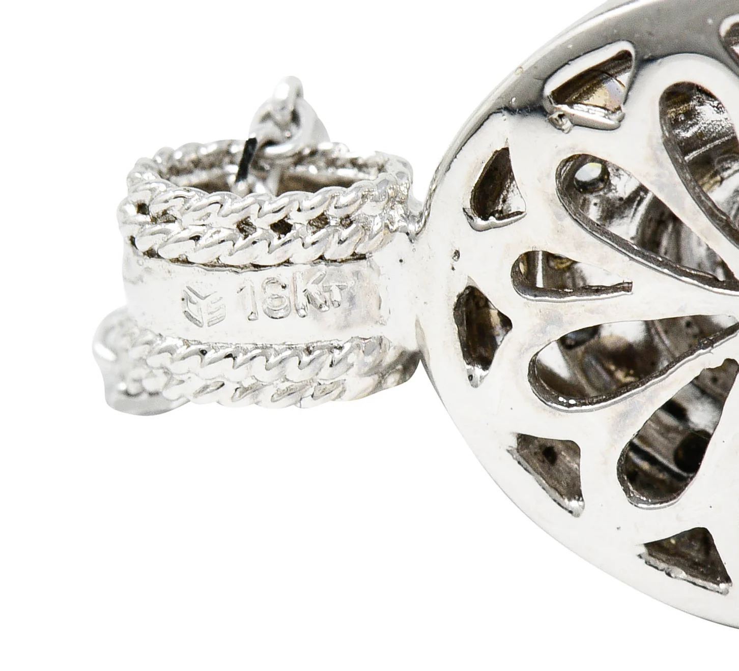 Contemporary Diamond 18 Karat White Gold Twisted Rope Pendant Necklace - Image 6