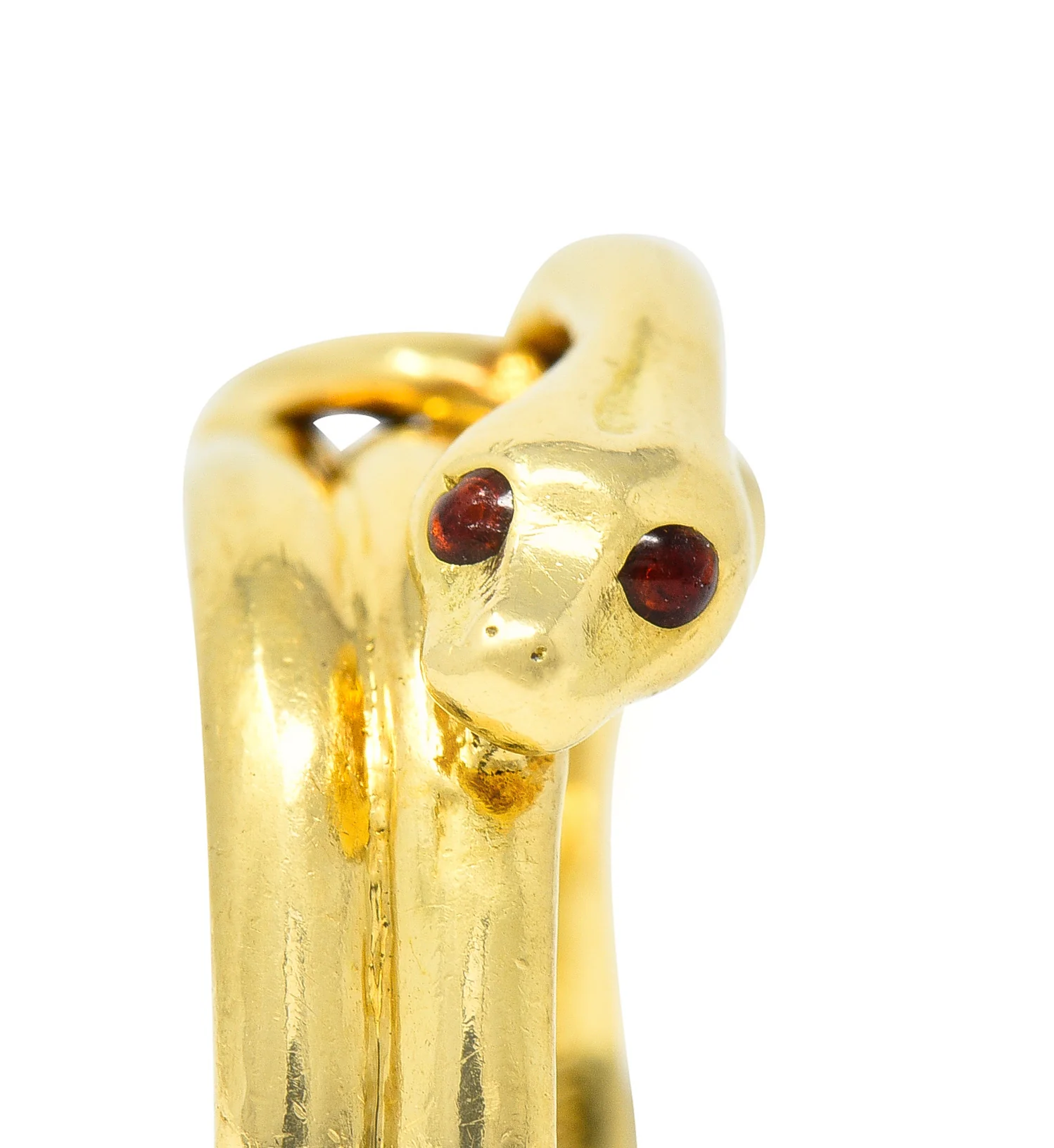 David Webb 1970's Ruby 18 Karat Yellow Gold Knotted Snake Vintage Band Ring - Image 10
