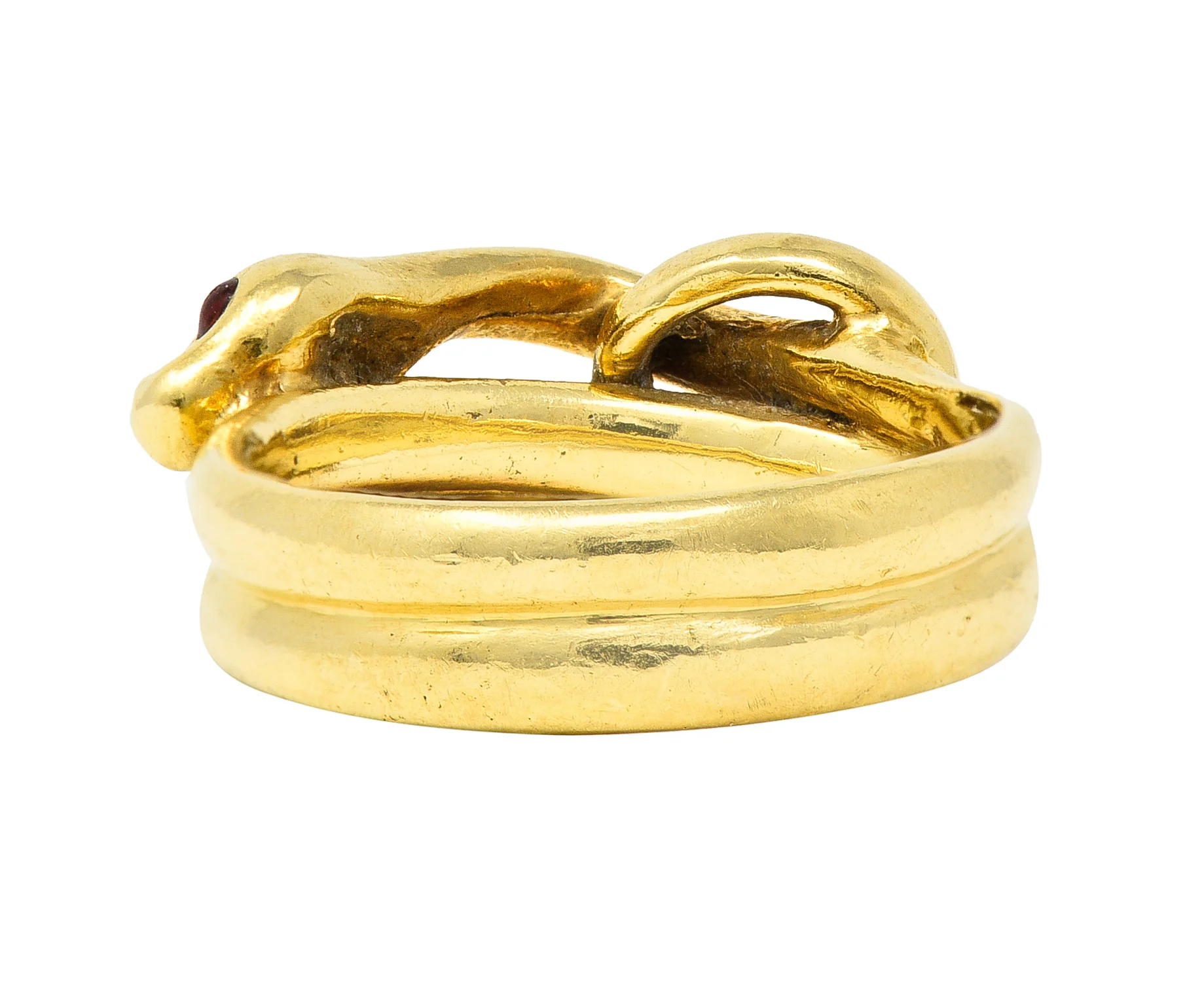 David Webb 1970's Ruby 18 Karat Yellow Gold Knotted Snake Vintage Band Ring - Image 6