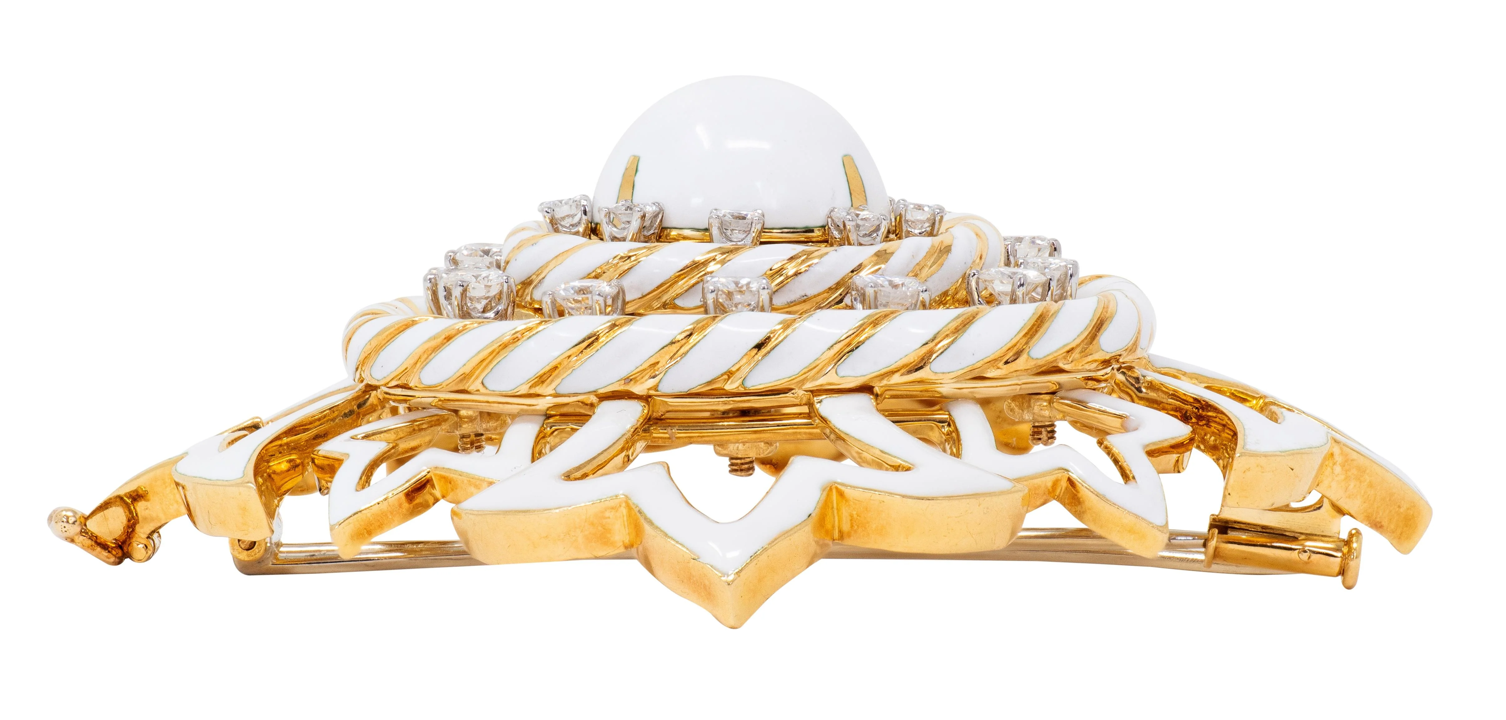 David Webb 1980's Diamond Enamel 18 Karat Yellow Gold Platinum Vintage Cross Pendant Brooch - Image 8
