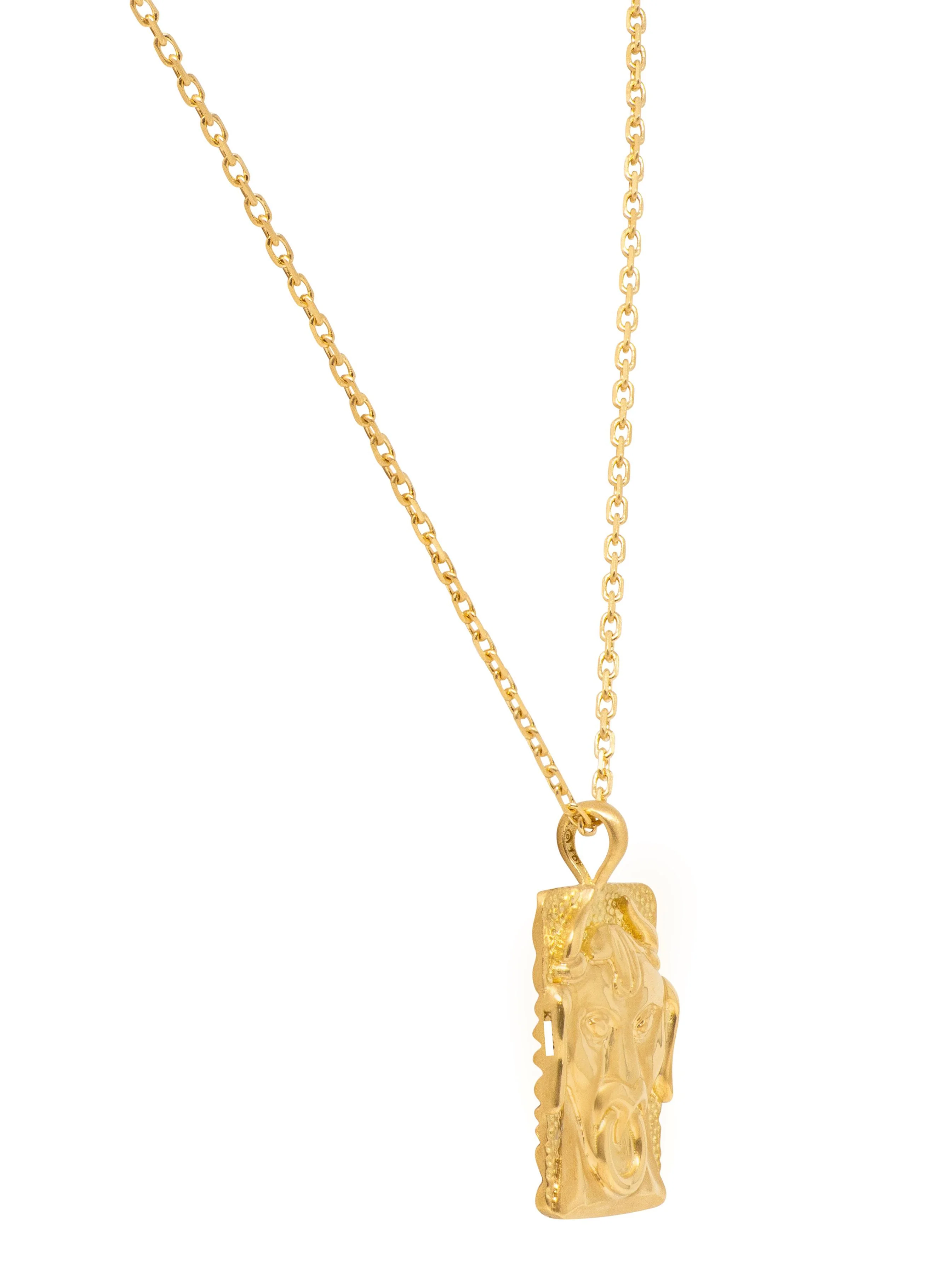 David Webb Contemporary 18 Karat Yellow Gold Taurus Zodiac Pendant Necklace - Image 6