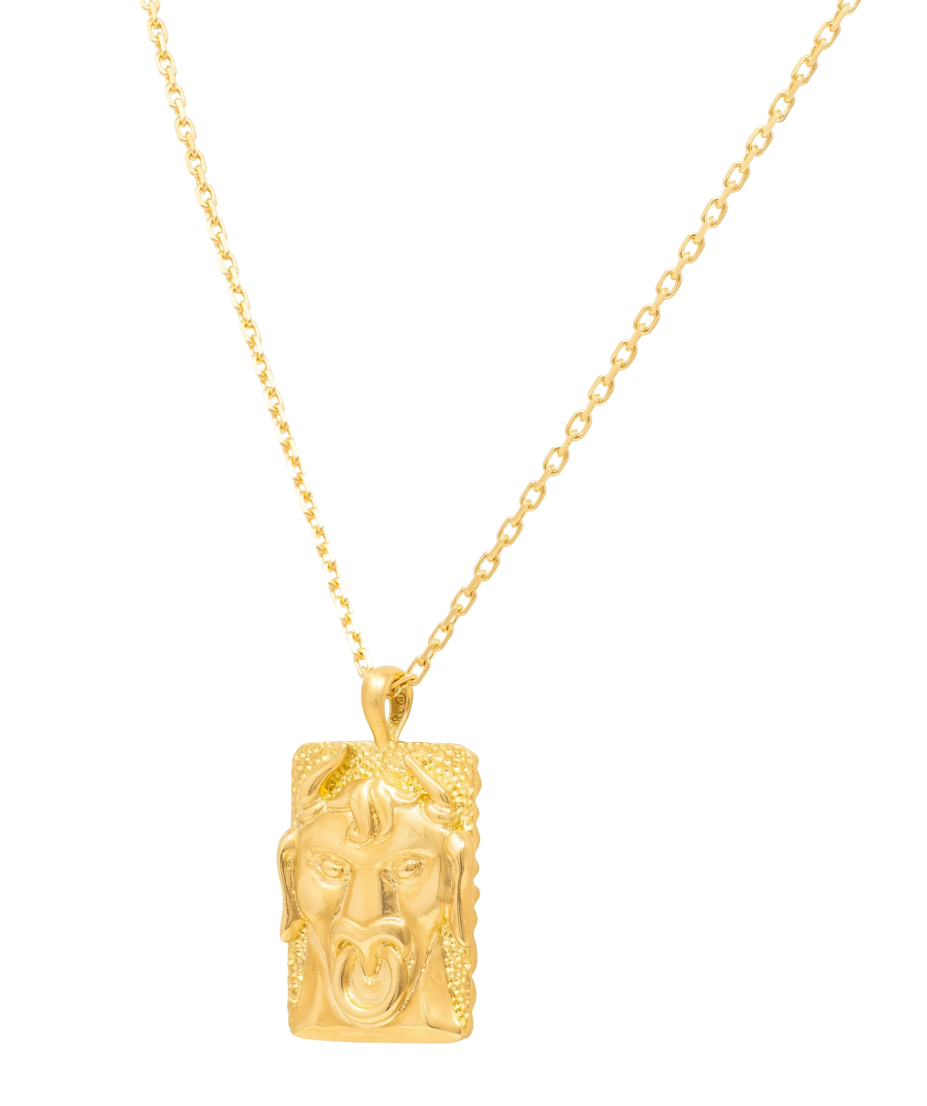 David Webb Contemporary 18 Karat Yellow Gold Taurus Zodiac Pendant Necklace - Image 9