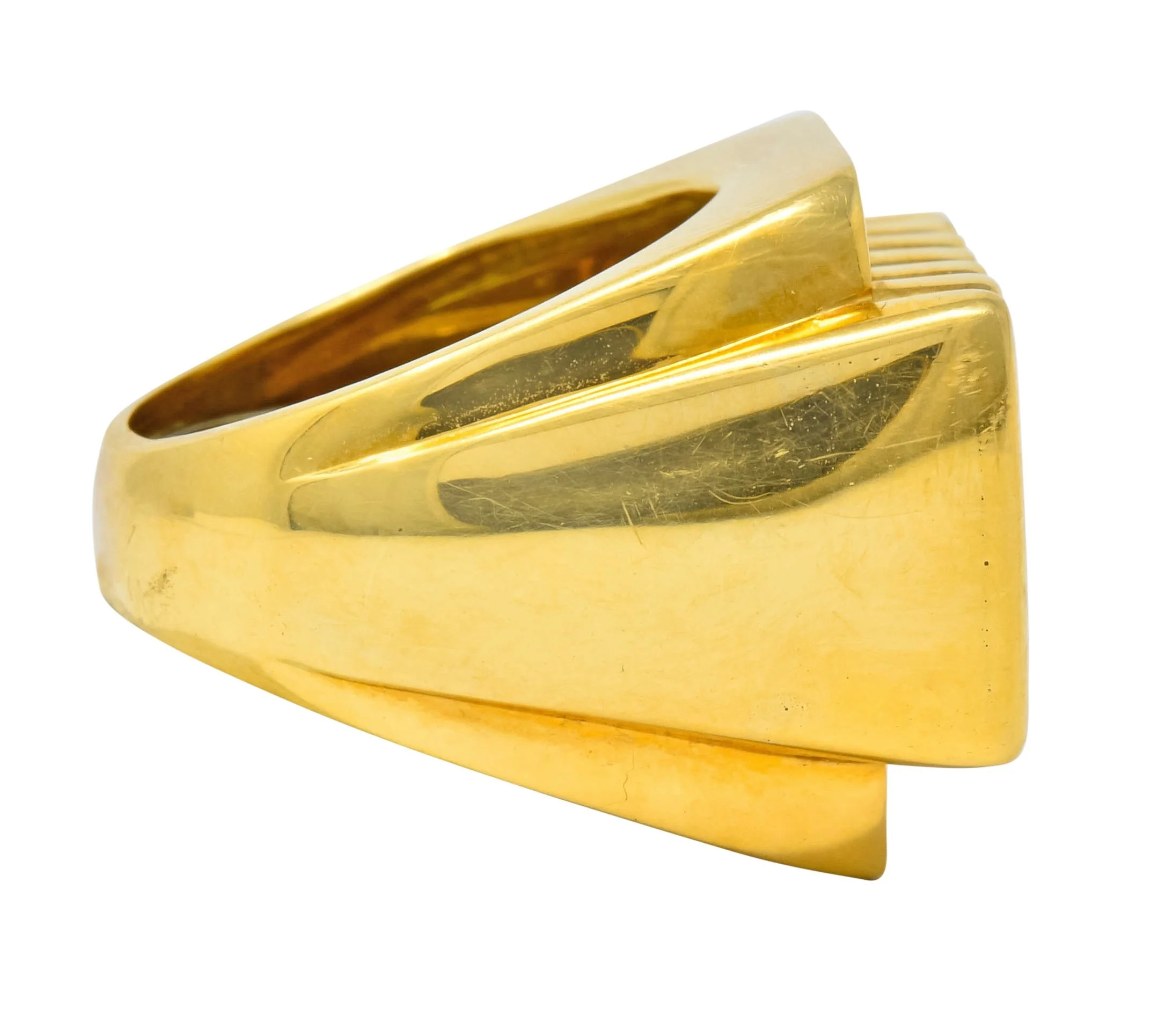 David Webb Vintage 18 Karat Yellow Gold Ridged Band Ring Circa 1960's - Image 5