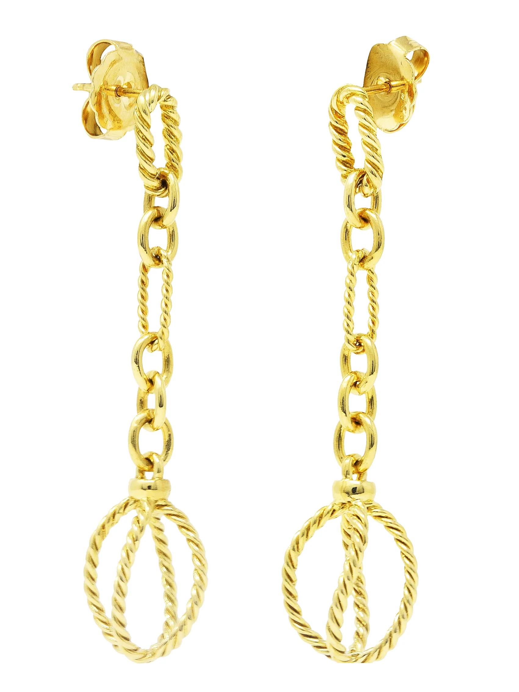 David Yurman 18 Karat Yellow Gold Twisted Cable Link Drop Earrings - Image 7