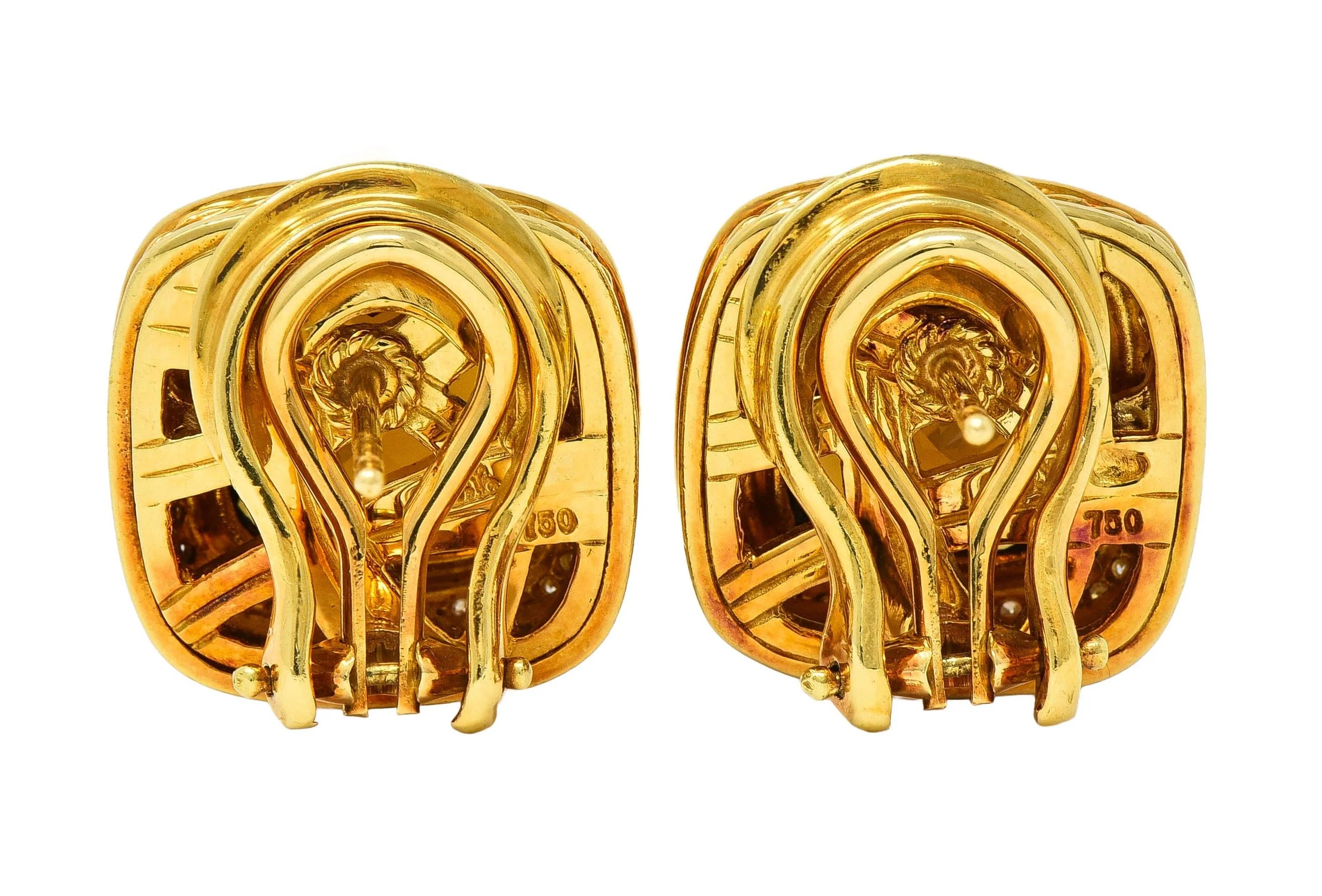 David Yurman Diamond Smoky Quartz 18 Karat Yellow Gold Albion Earrings - Image 4